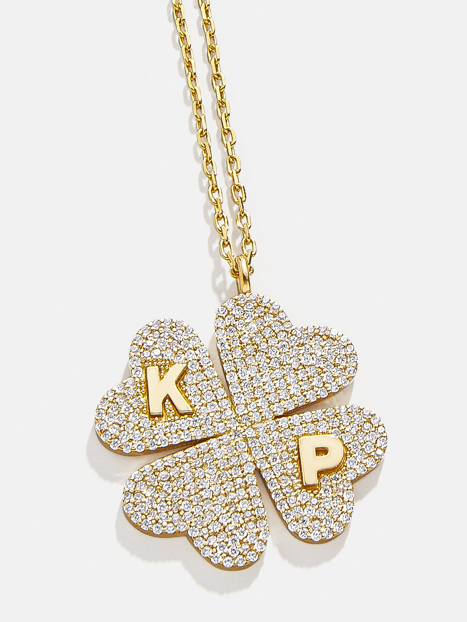 Clover 18K Gold Custom Pendant Necklace - 18K Gold. Pavé Cubic Zirconia Stones-Blues Comming