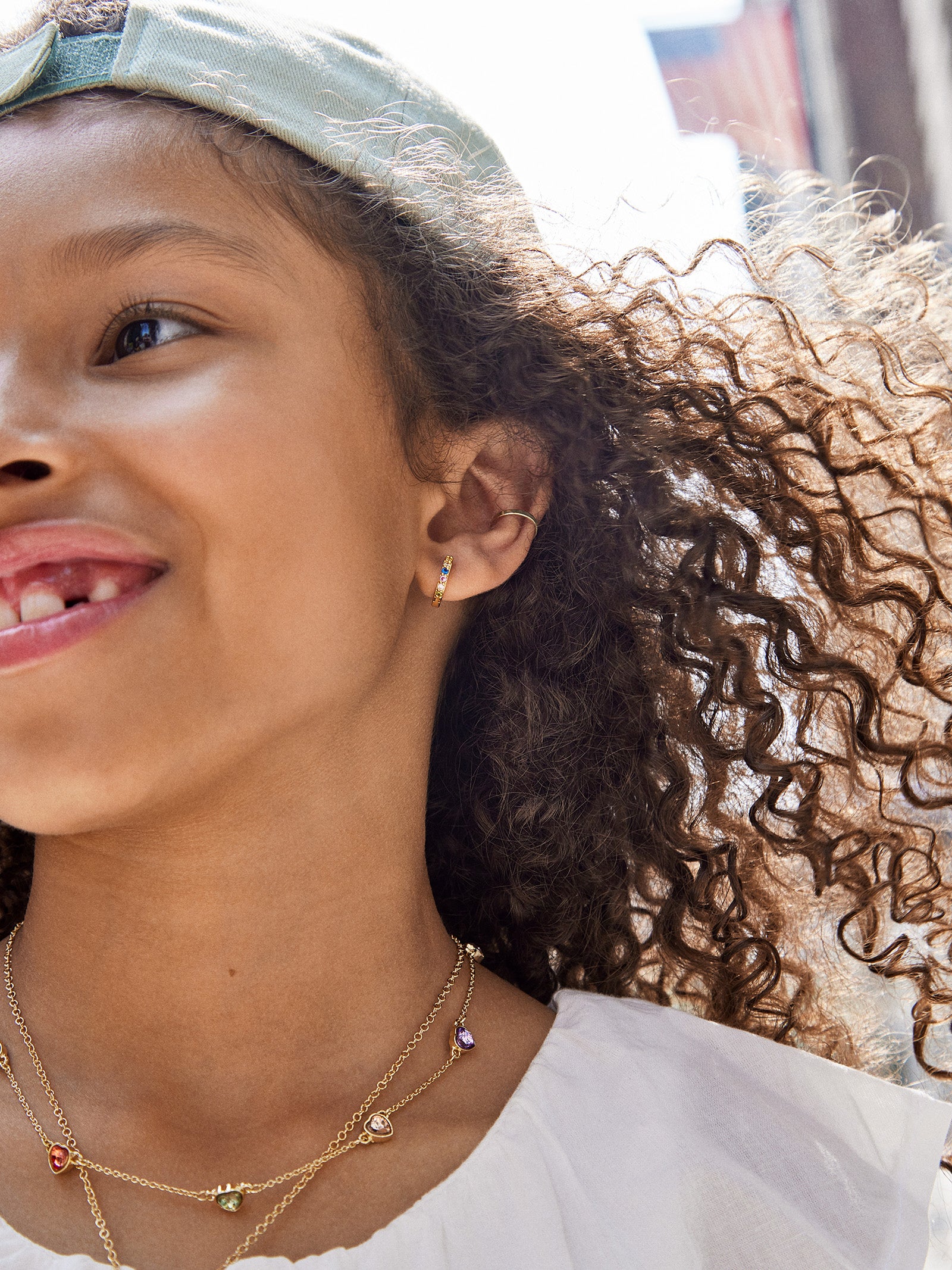 Tori 18K Gold Kids' Earrings - Gold/Pavé-Blues Comming