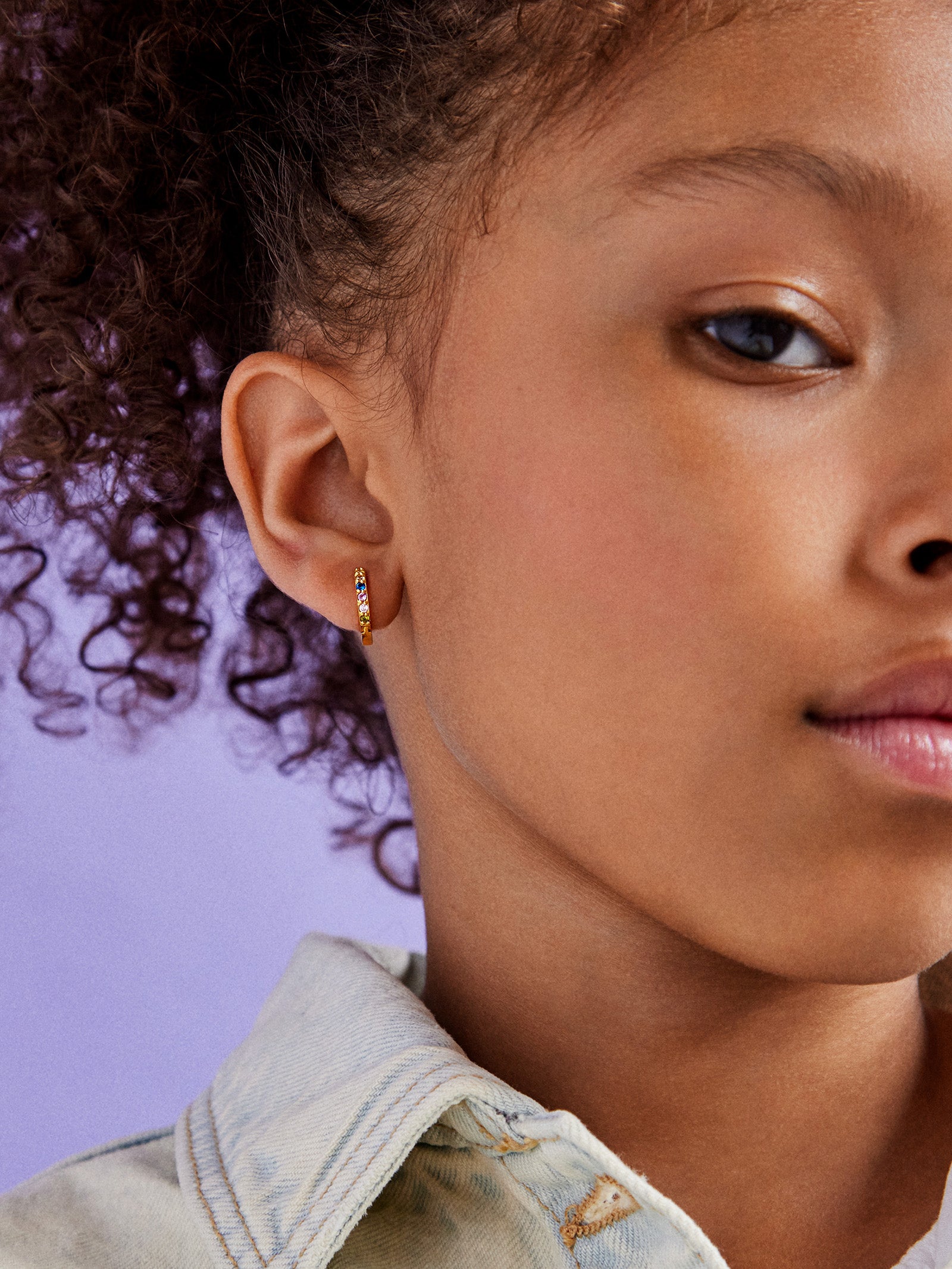 Tori 18K Gold Kids' Earrings - Gold/Multi-Blues Comming