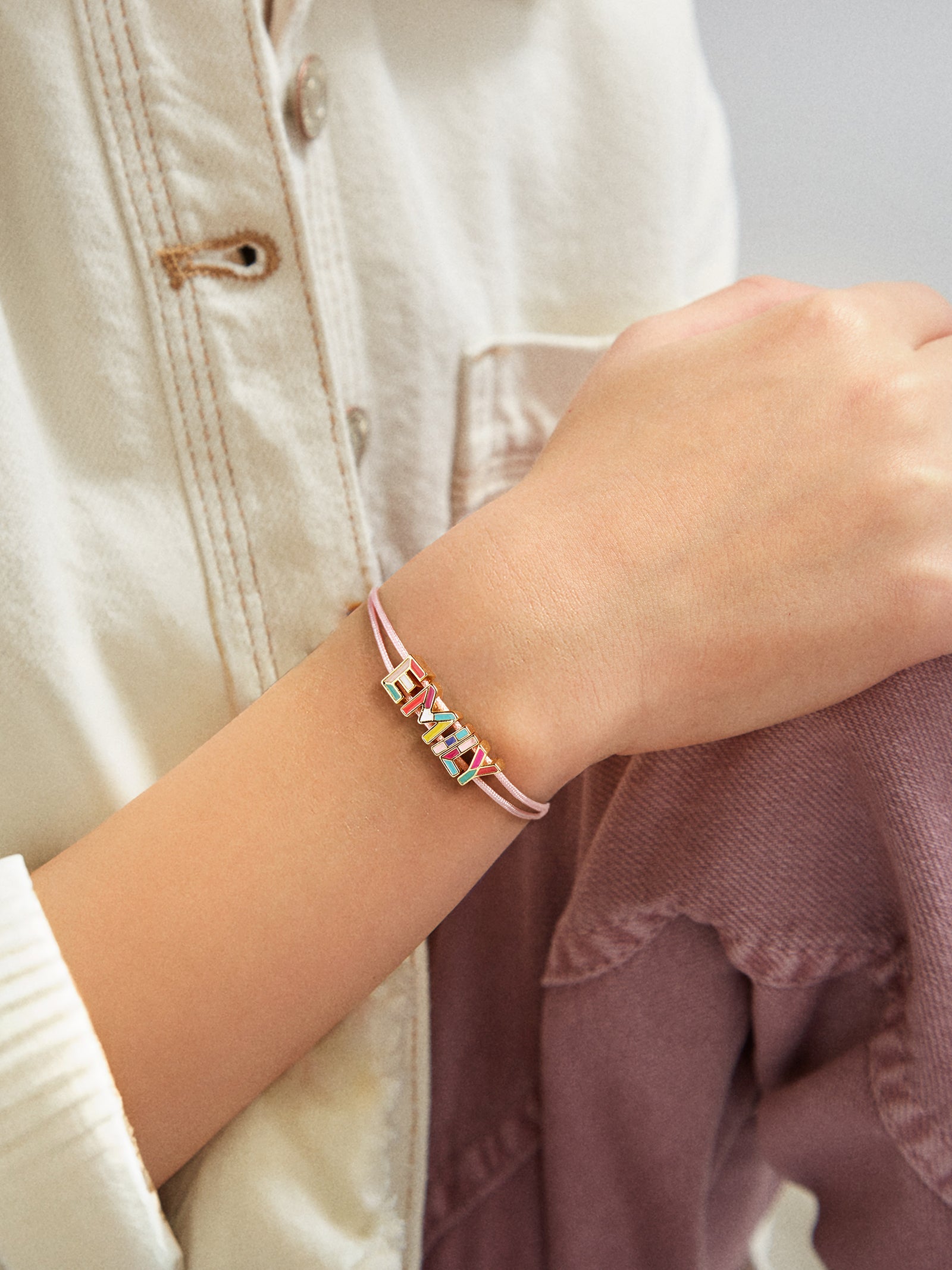 Kids' Custom Cord Bracelet - Pink-Blues Comming