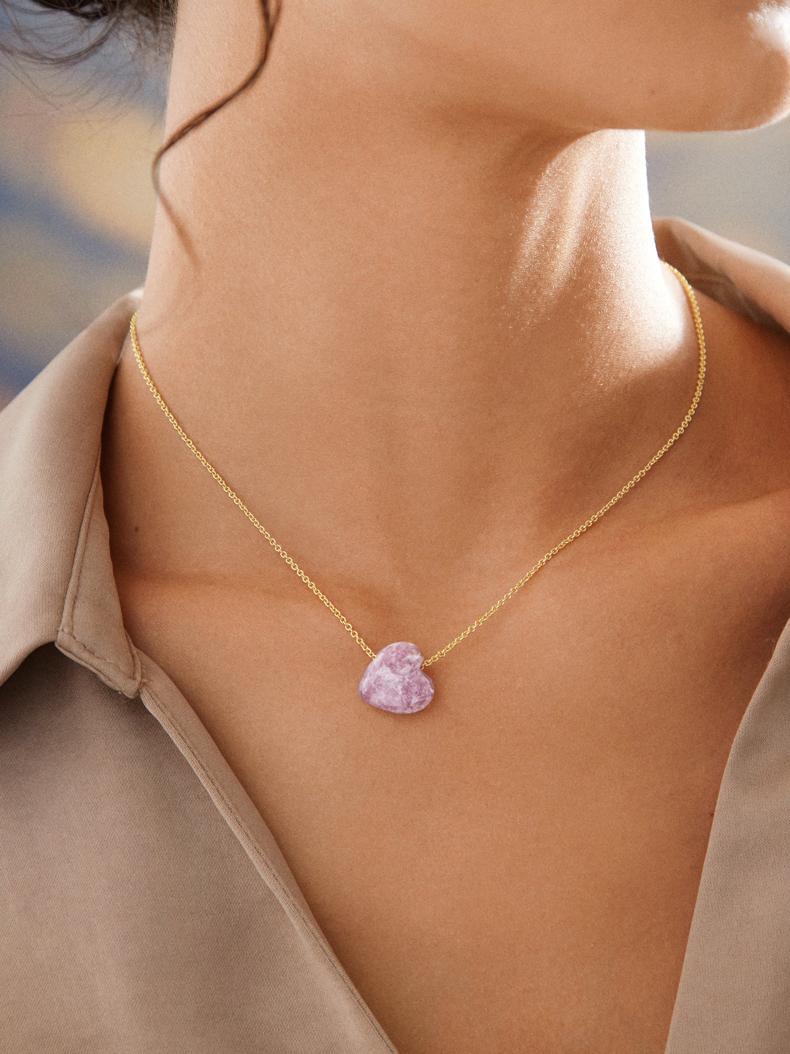 Juno Pink Lepidolite Necklace - Pink Lepidolite Stone-Blues Comming