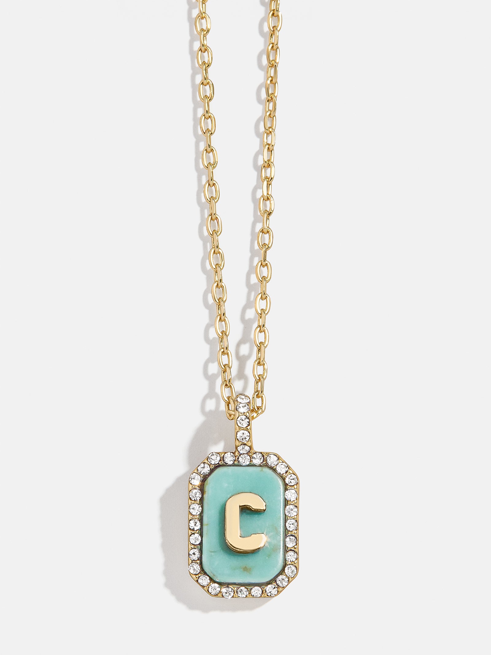 Gold & Turquoise Initial Necklace - Turquoise Stone-Blues Comming