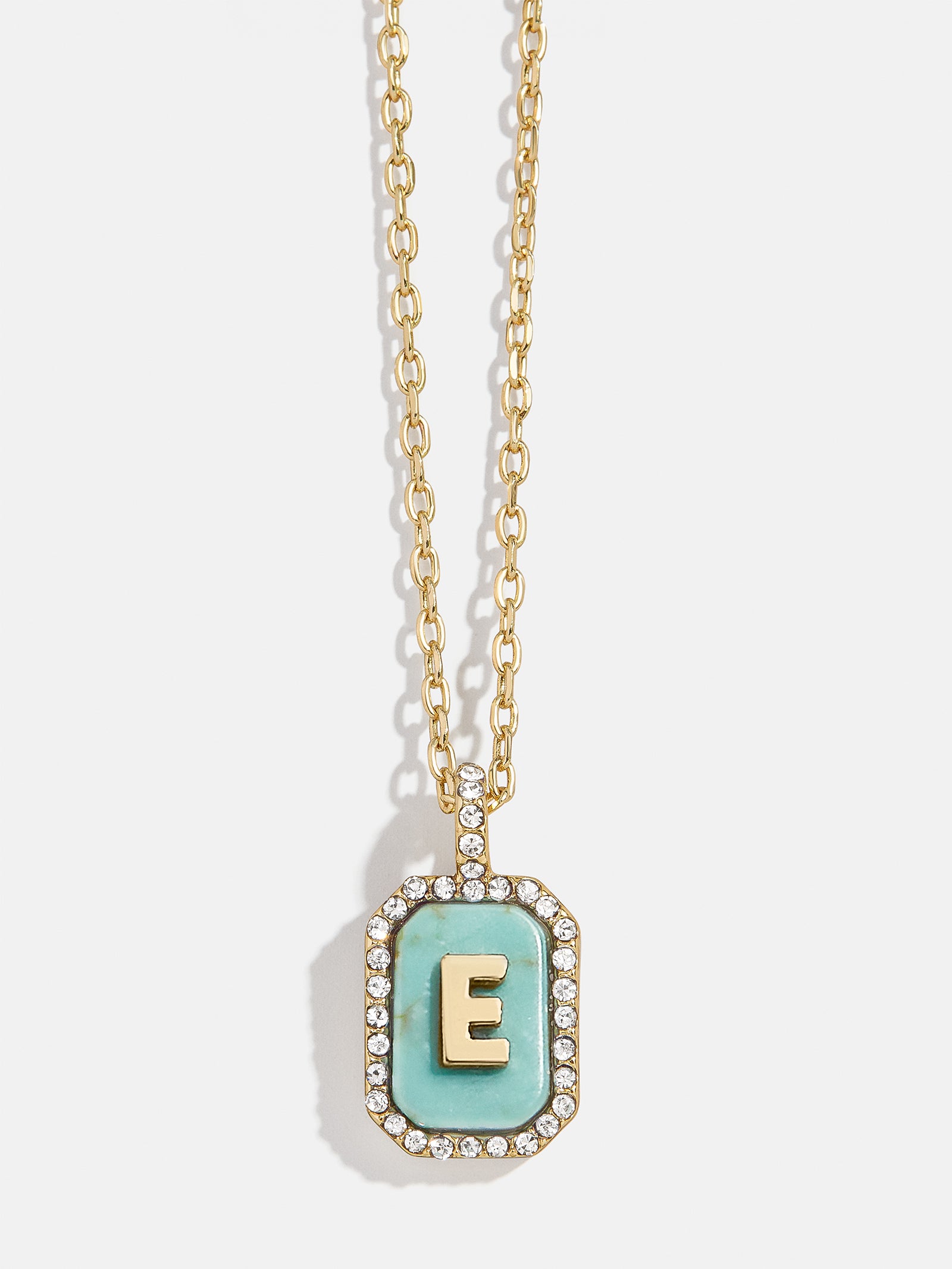 Gold & Turquoise Initial Necklace - Turquoise Stone-Blues Comming