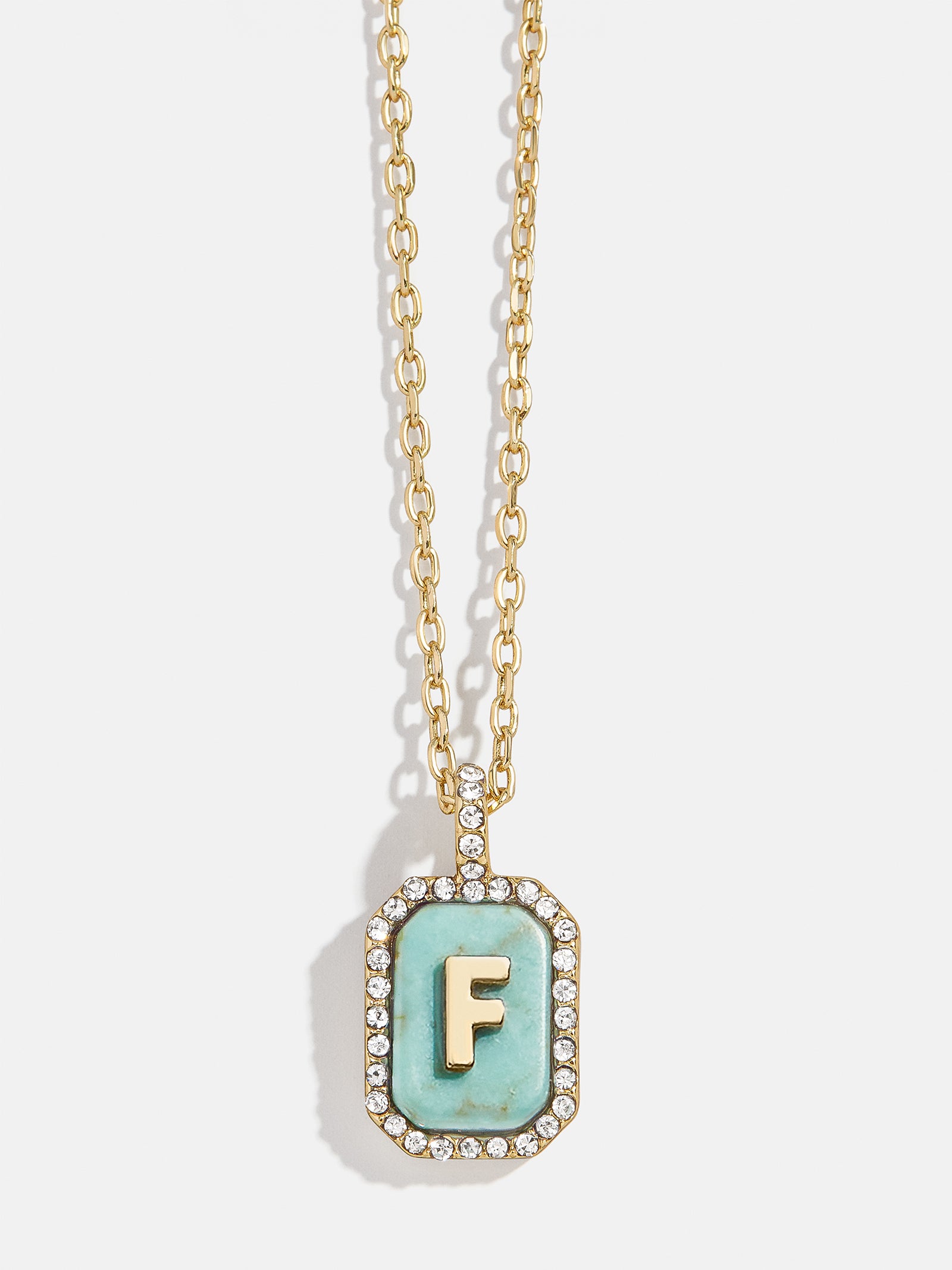 Gold & Turquoise Initial Necklace - Turquoise Stone-Blues Comming