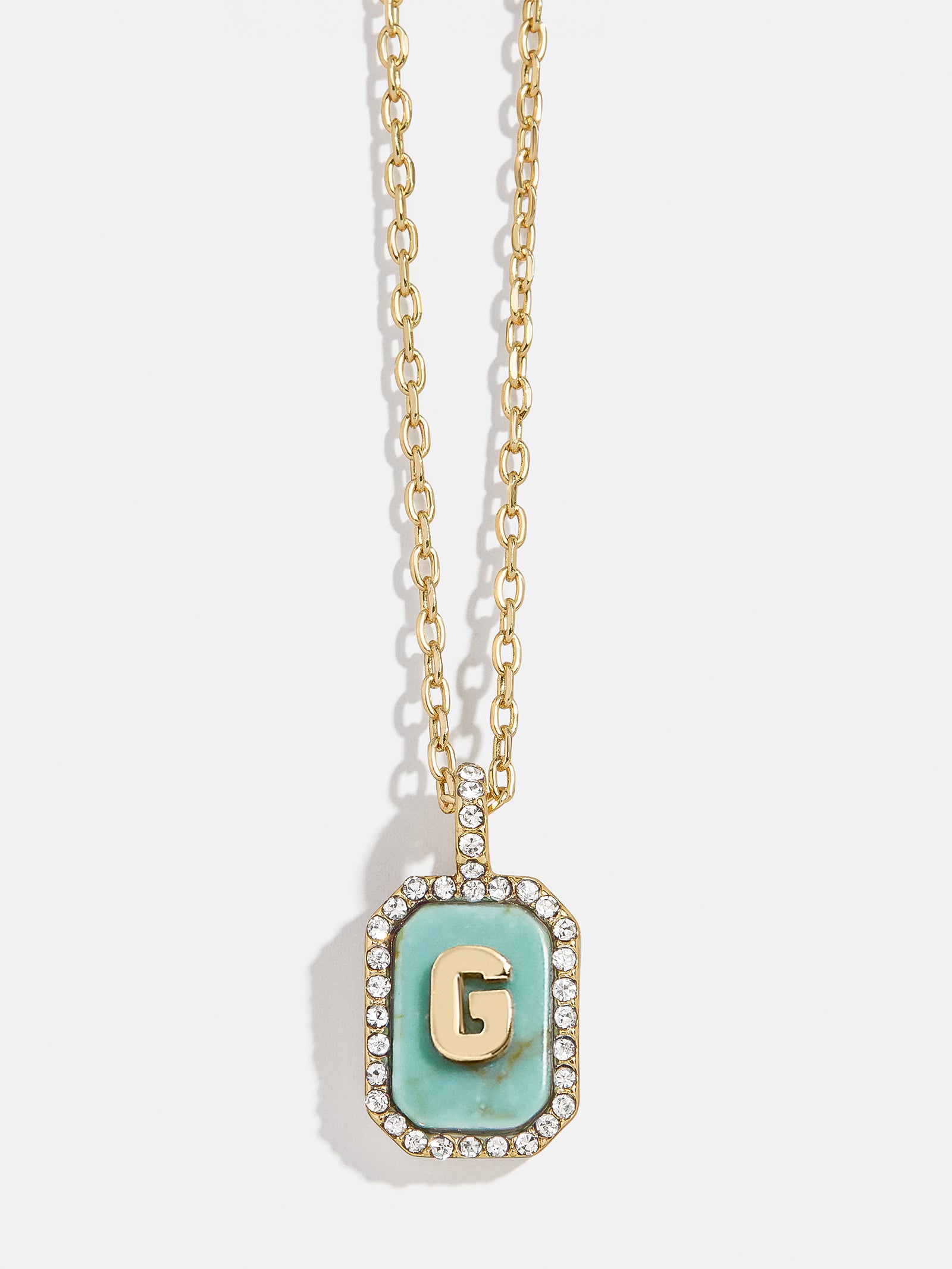 Gold & Turquoise Initial Necklace - Turquoise Stone-Blues Comming