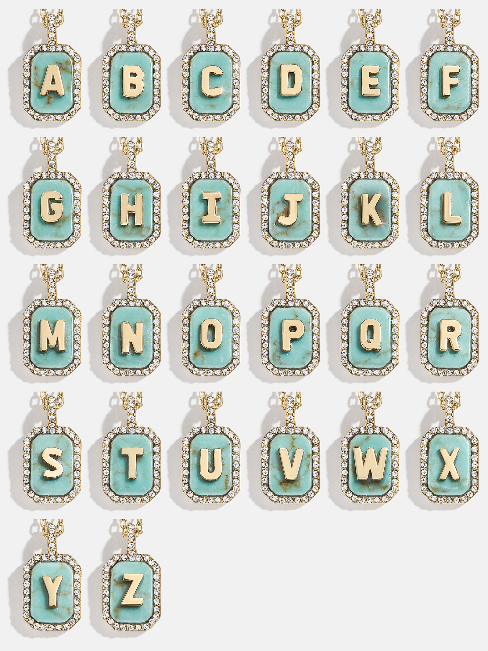 Gold & Turquoise Initial Necklace - Turquoise Stone-Blues Comming