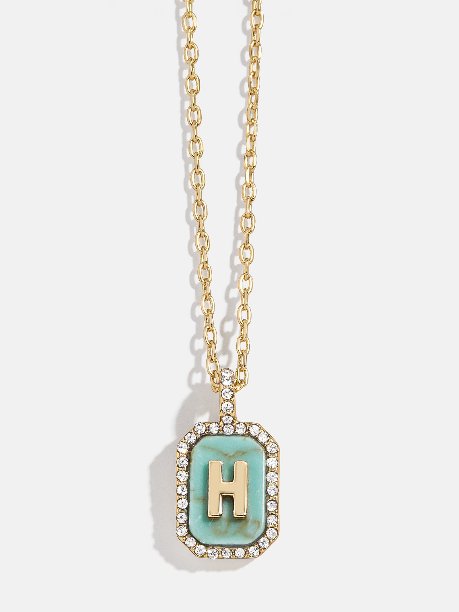 Gold & Turquoise Initial Necklace - Turquoise Stone-Blues Comming