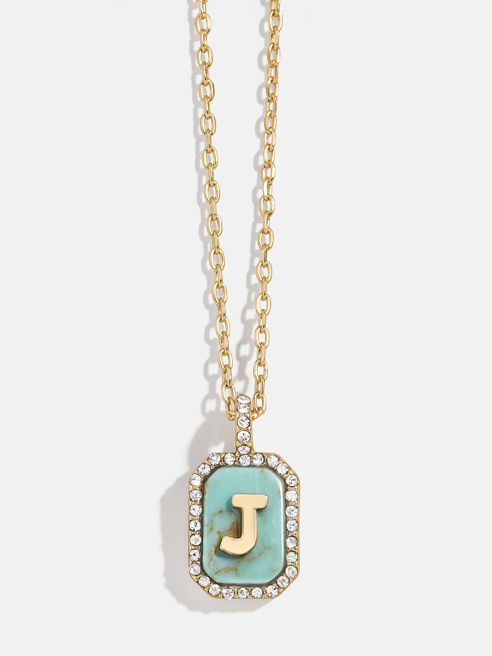 Gold & Turquoise Initial Necklace - Turquoise Stone-Blues Comming