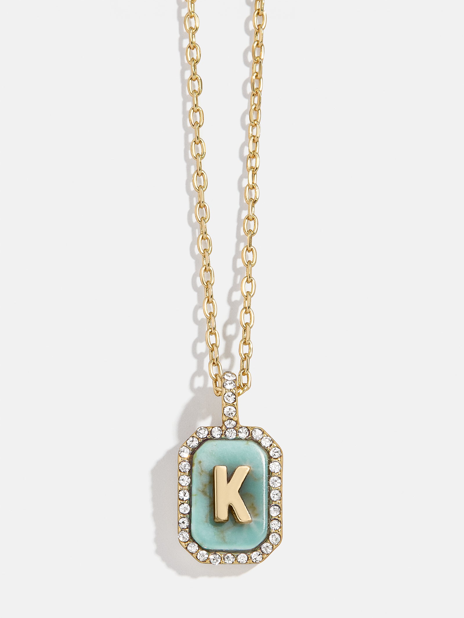 Gold & Turquoise Initial Necklace - Turquoise Stone-Blues Comming