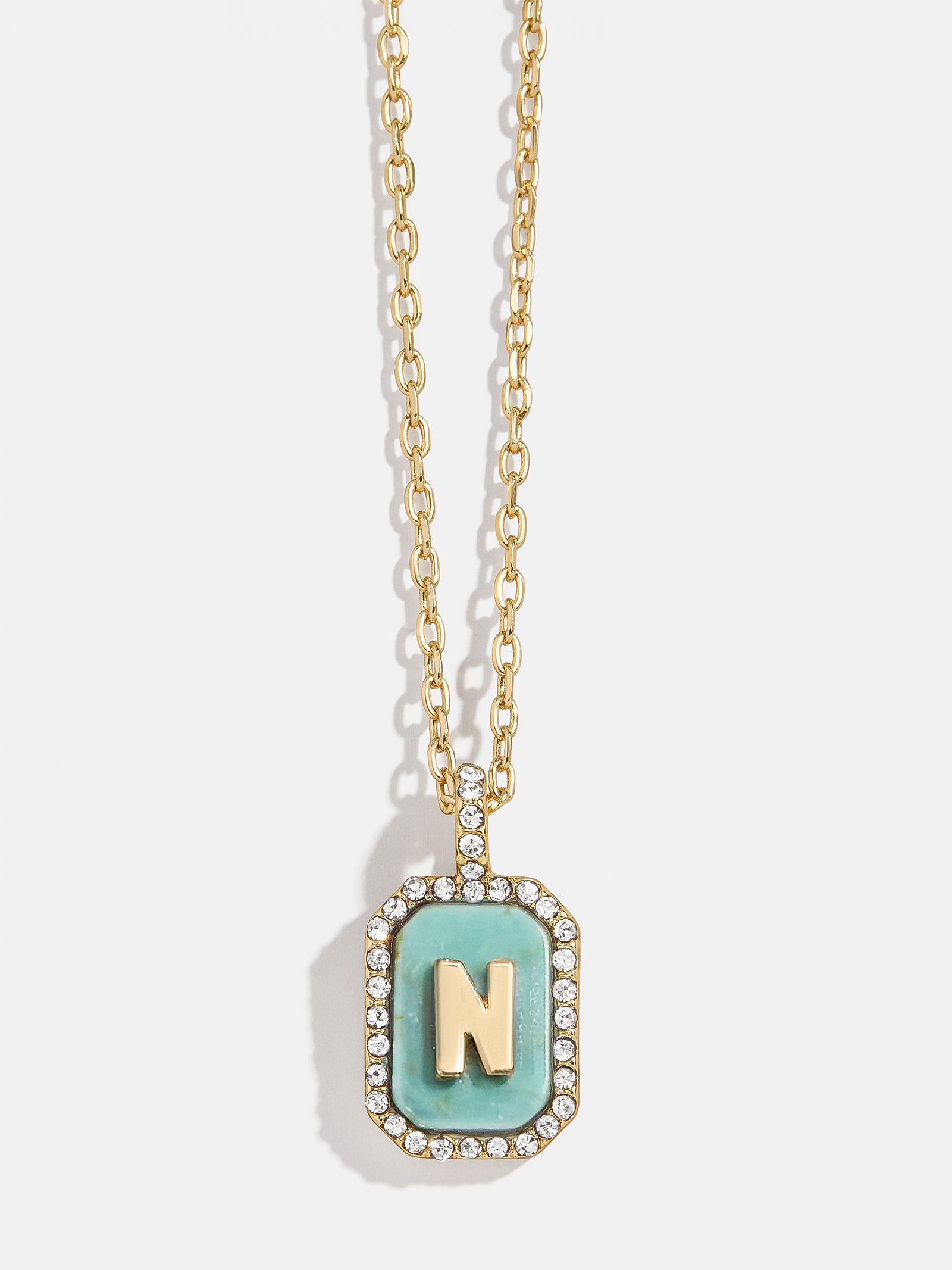Gold & Turquoise Initial Necklace - Turquoise Stone-Blues Comming