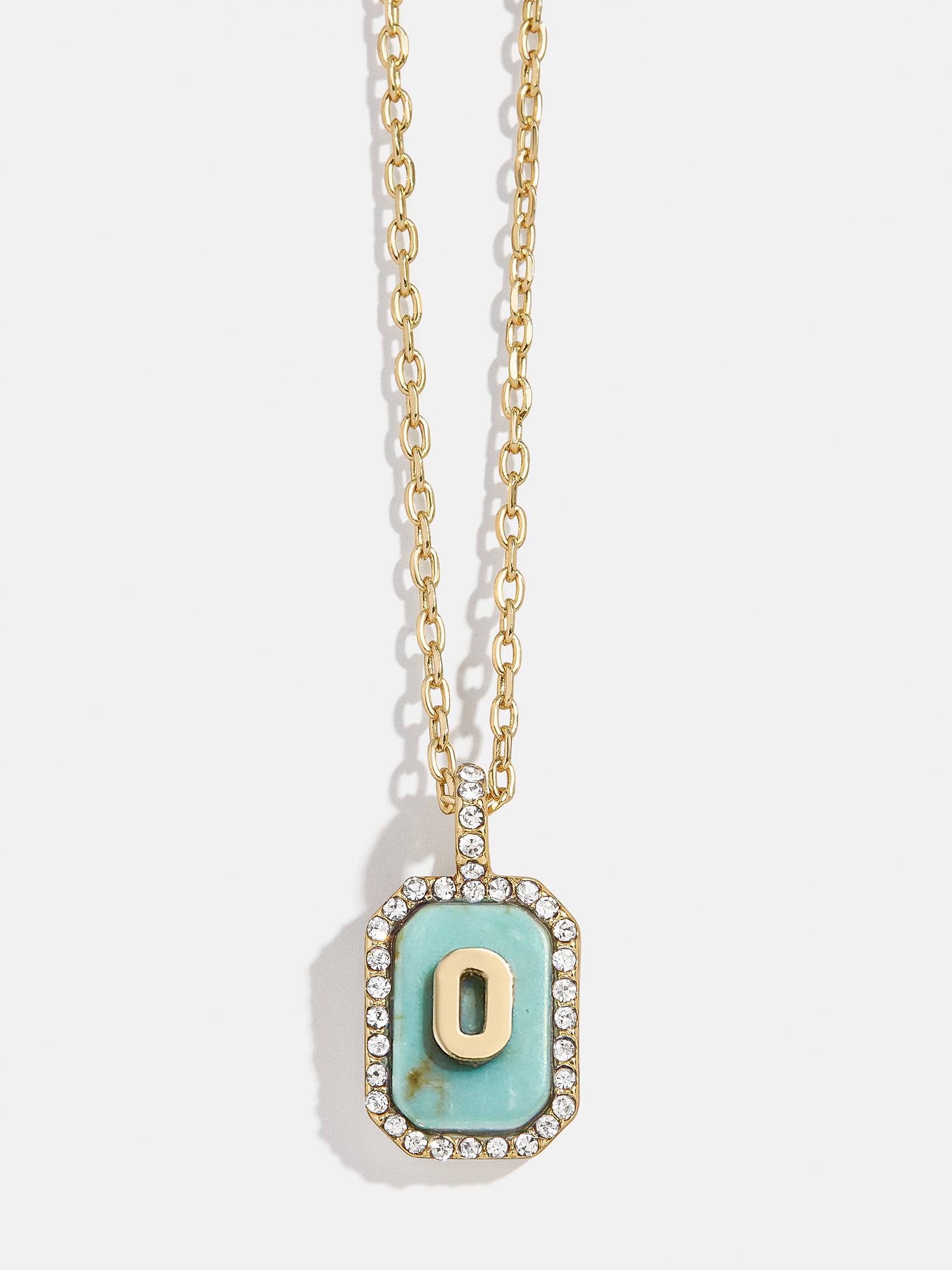 Gold & Turquoise Initial Necklace - Turquoise Stone-Blues Comming
