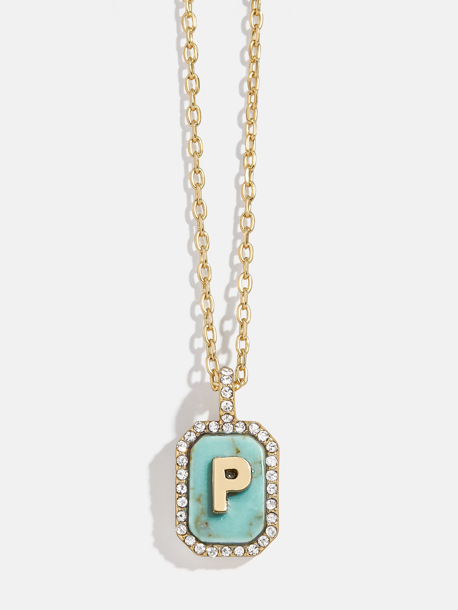 Gold & Turquoise Initial Necklace - Turquoise Stone-Blues Comming
