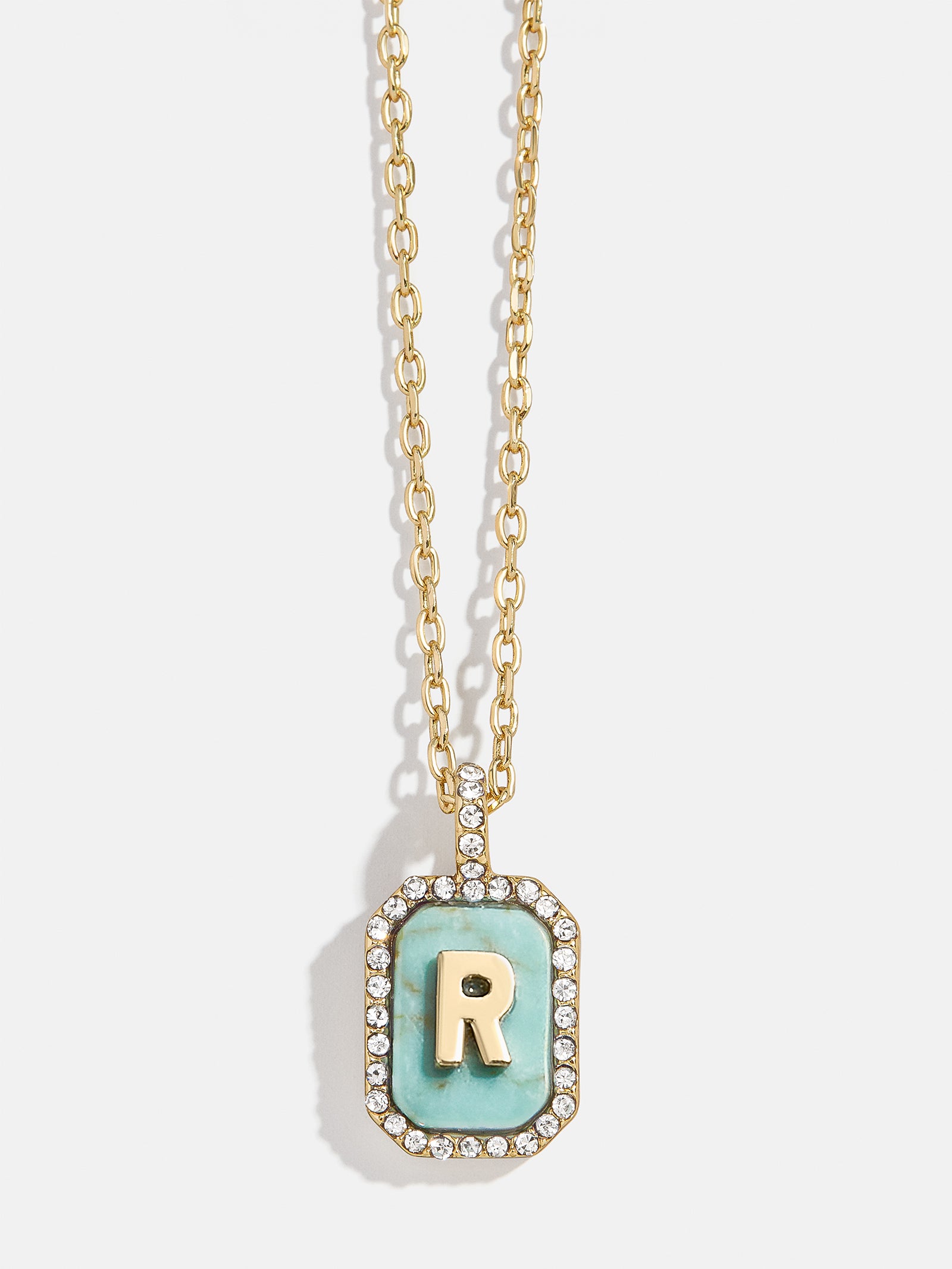 Gold & Turquoise Initial Necklace - Turquoise Stone-Blues Comming