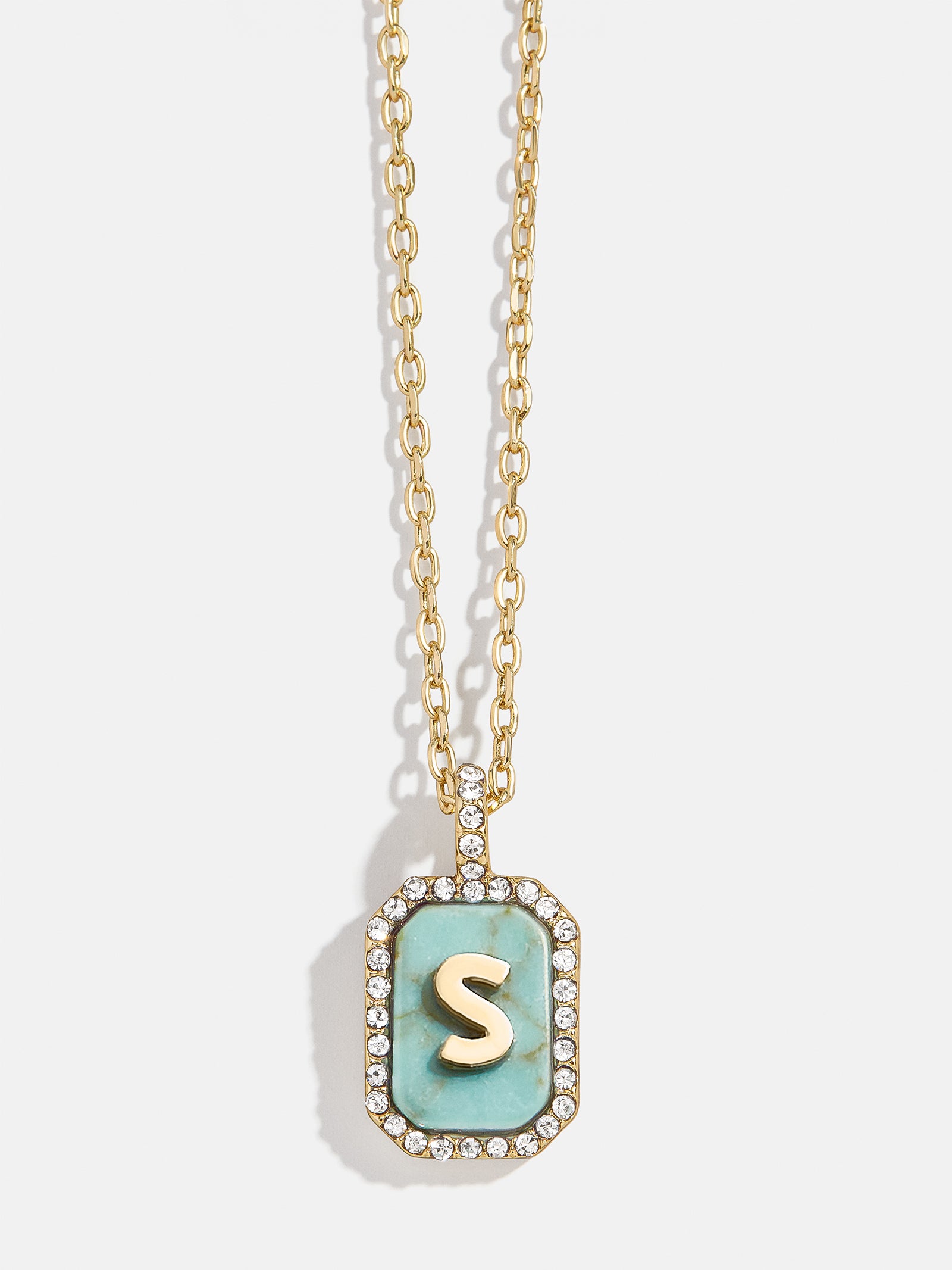 Gold & Turquoise Initial Necklace - Turquoise Stone-Blues Comming