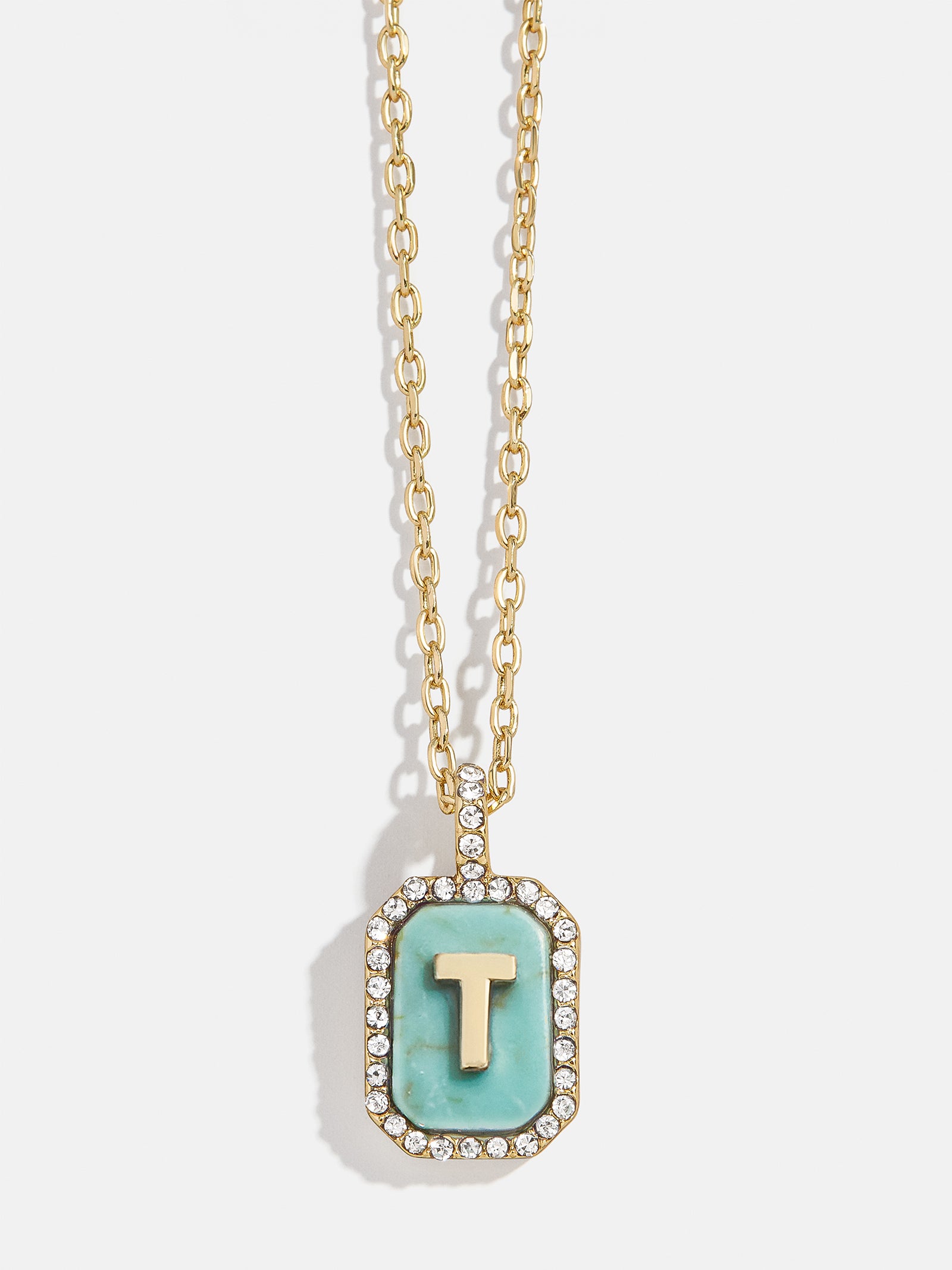 Gold & Turquoise Initial Necklace - Turquoise Stone-Blues Comming