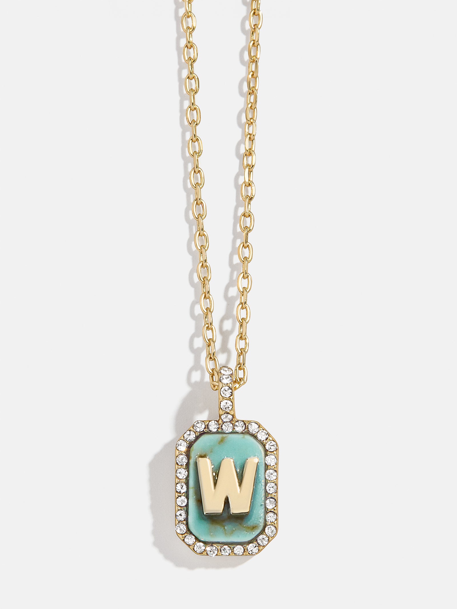 Gold & Turquoise Initial Necklace - Turquoise Stone-Blues Comming