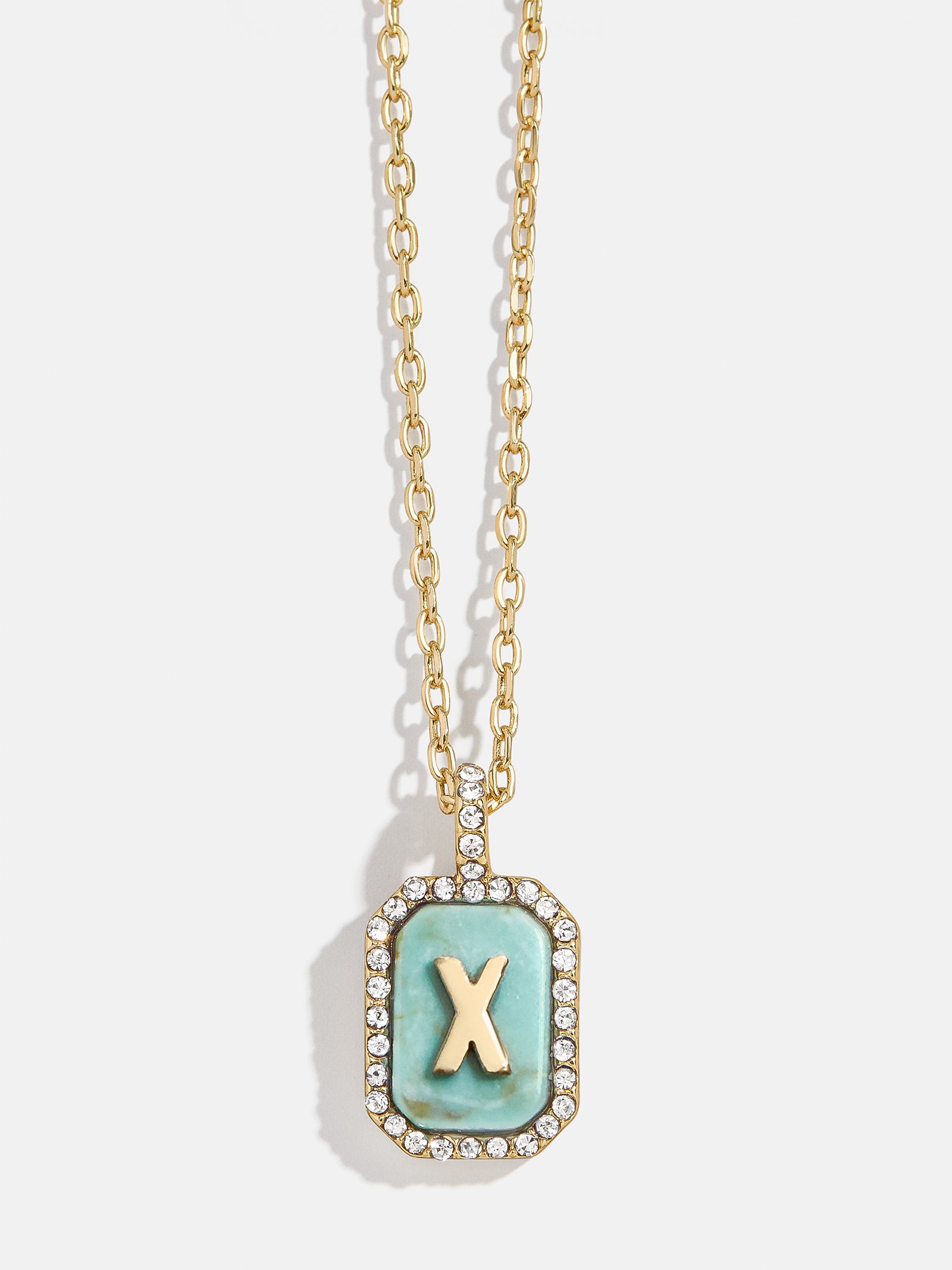 Gold & Turquoise Initial Necklace - Turquoise Stone-Blues Comming
