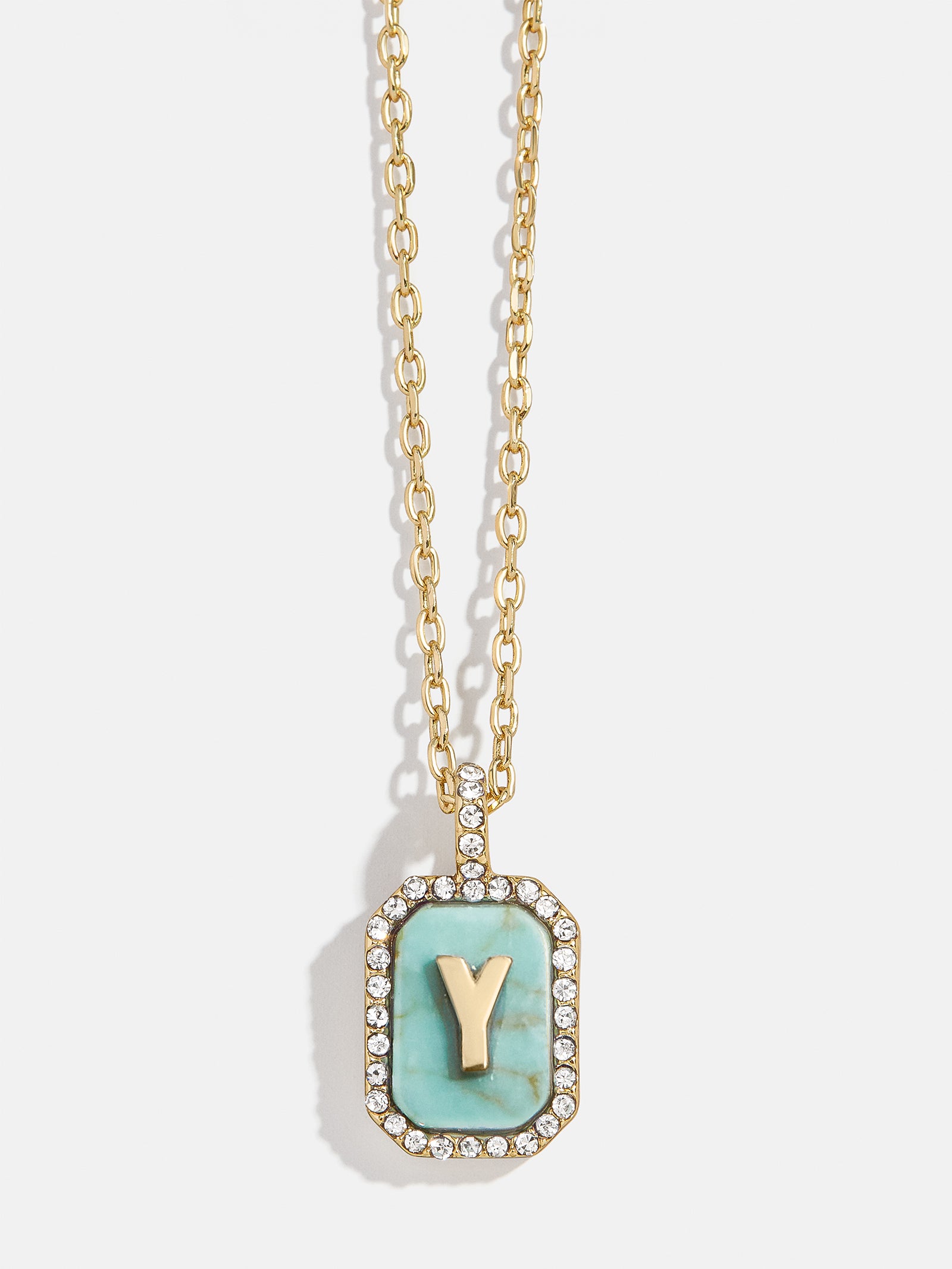 Gold & Turquoise Initial Necklace - Turquoise Stone-Blues Comming