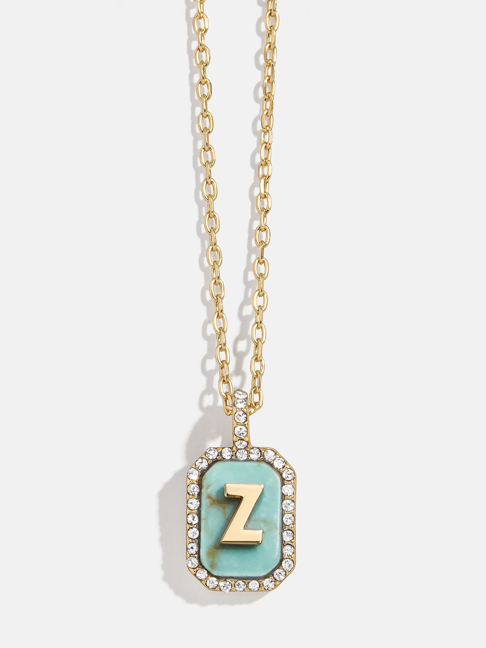 Gold & Turquoise Initial Necklace - Turquoise Stone-Blues Comming
