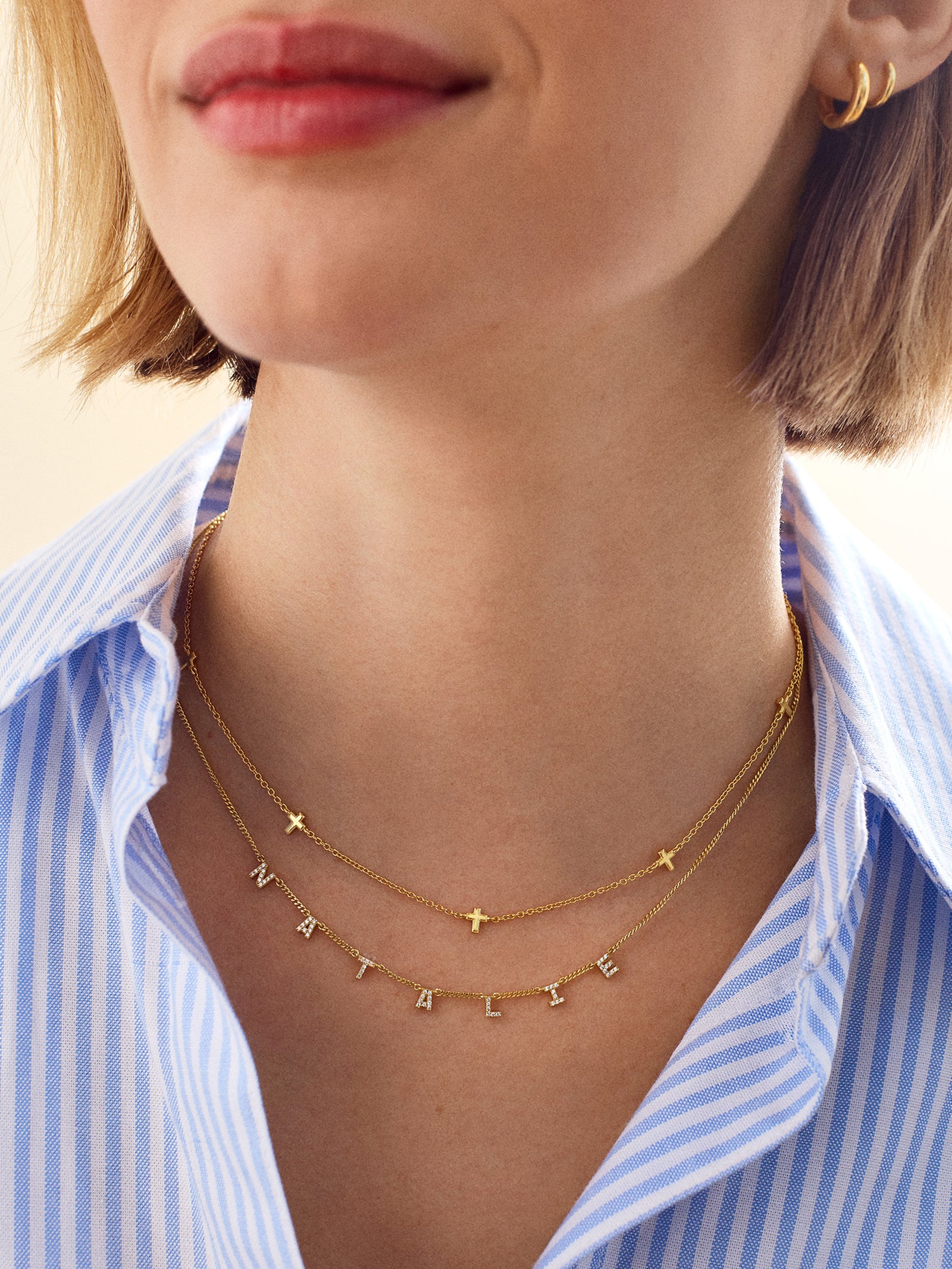 Mini 18K Gold Spaced Letter Custom Name Necklace - 18K Gold-Blues Comming