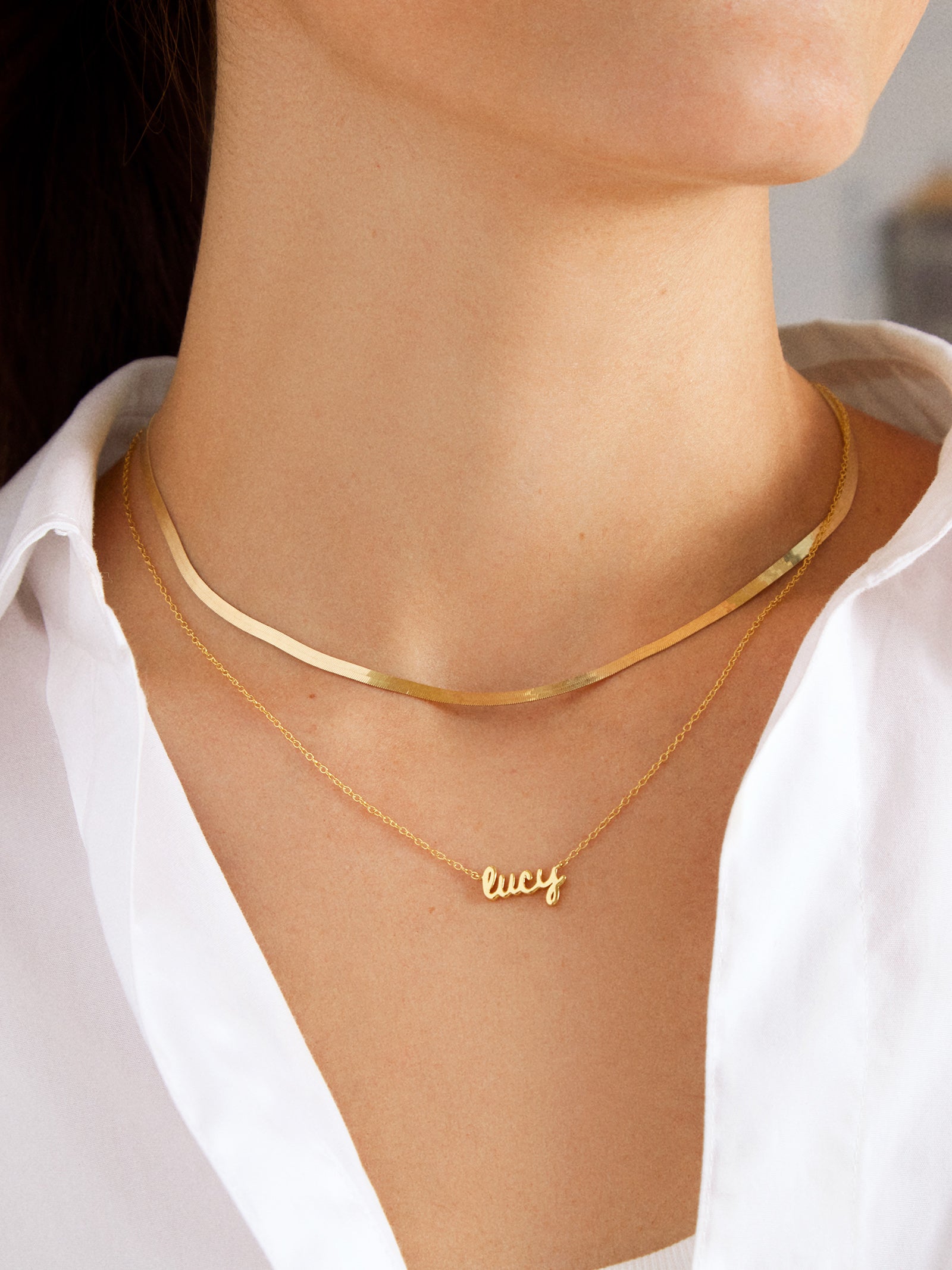 18K Gold Custom Nameplate Necklace - Mini Script-Blues Comming