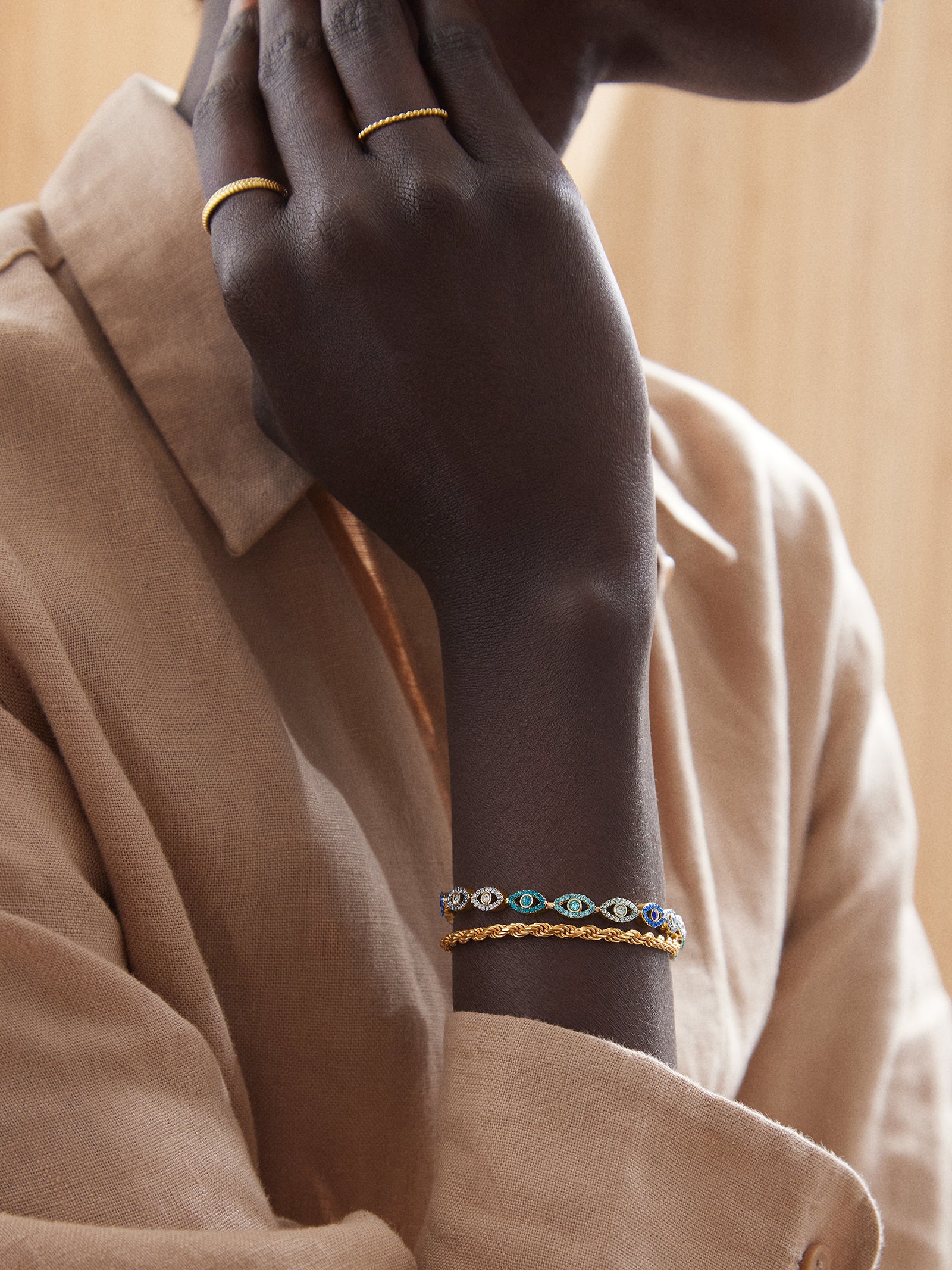 Evil Eye Tennis Bracelet - Gold/Blue-Blues Comming