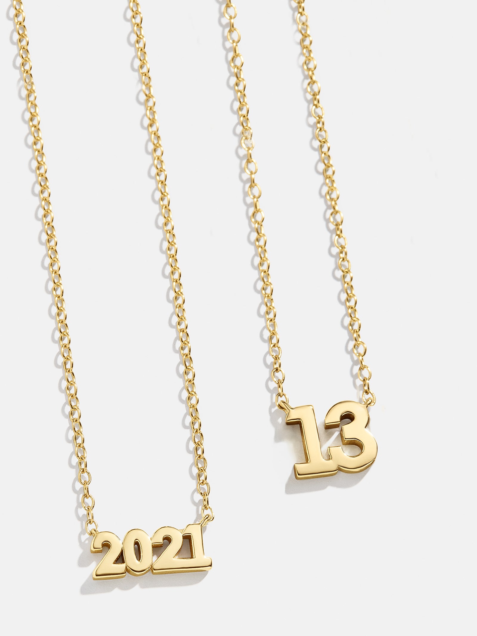 18K Gold Block Font Custom Number Necklace - Block Font Numbers-Blues Comming