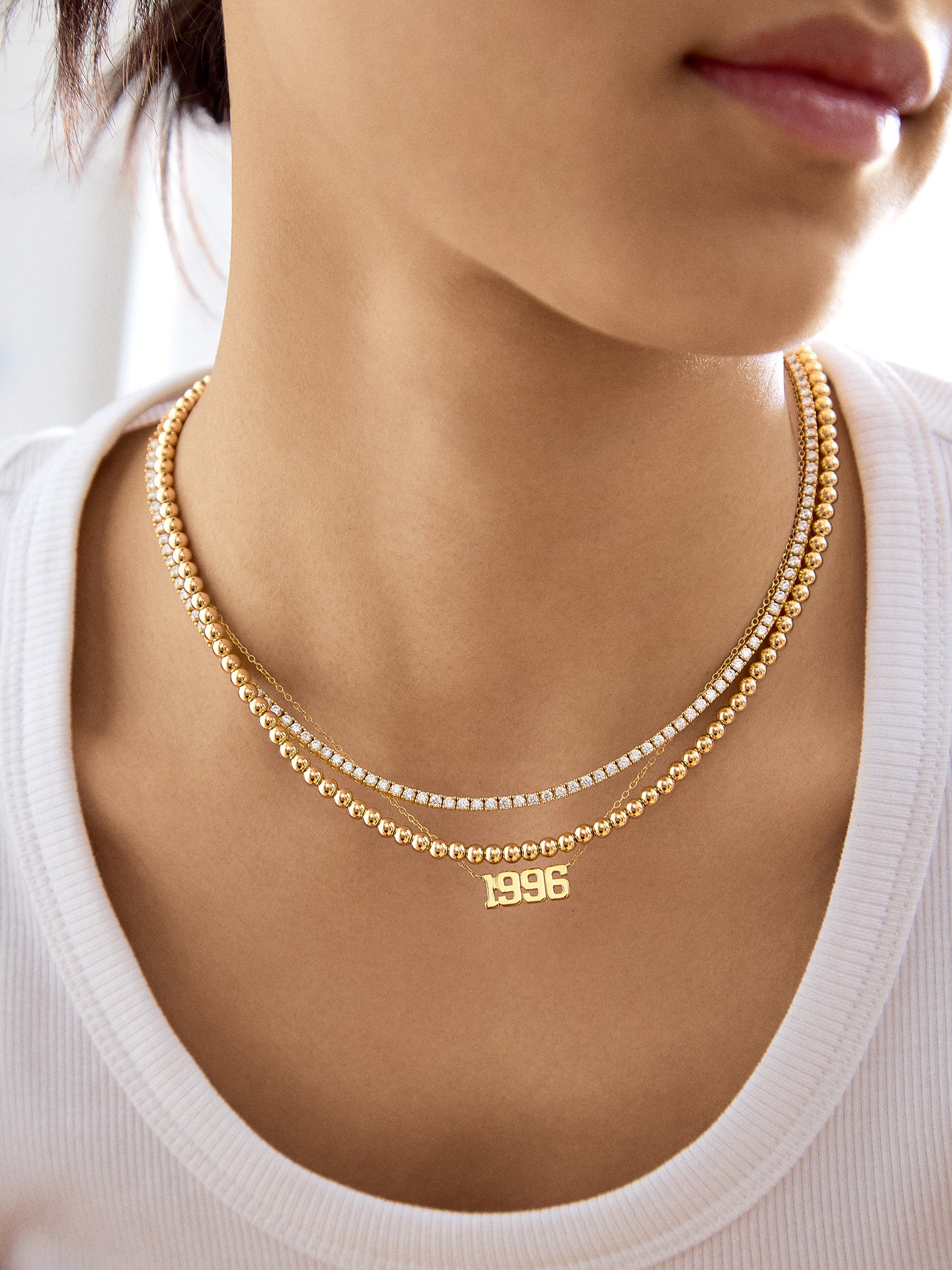 18K Gold Varsity Font Custom Number Necklace - Varsity Font Numbers-Blues Comming