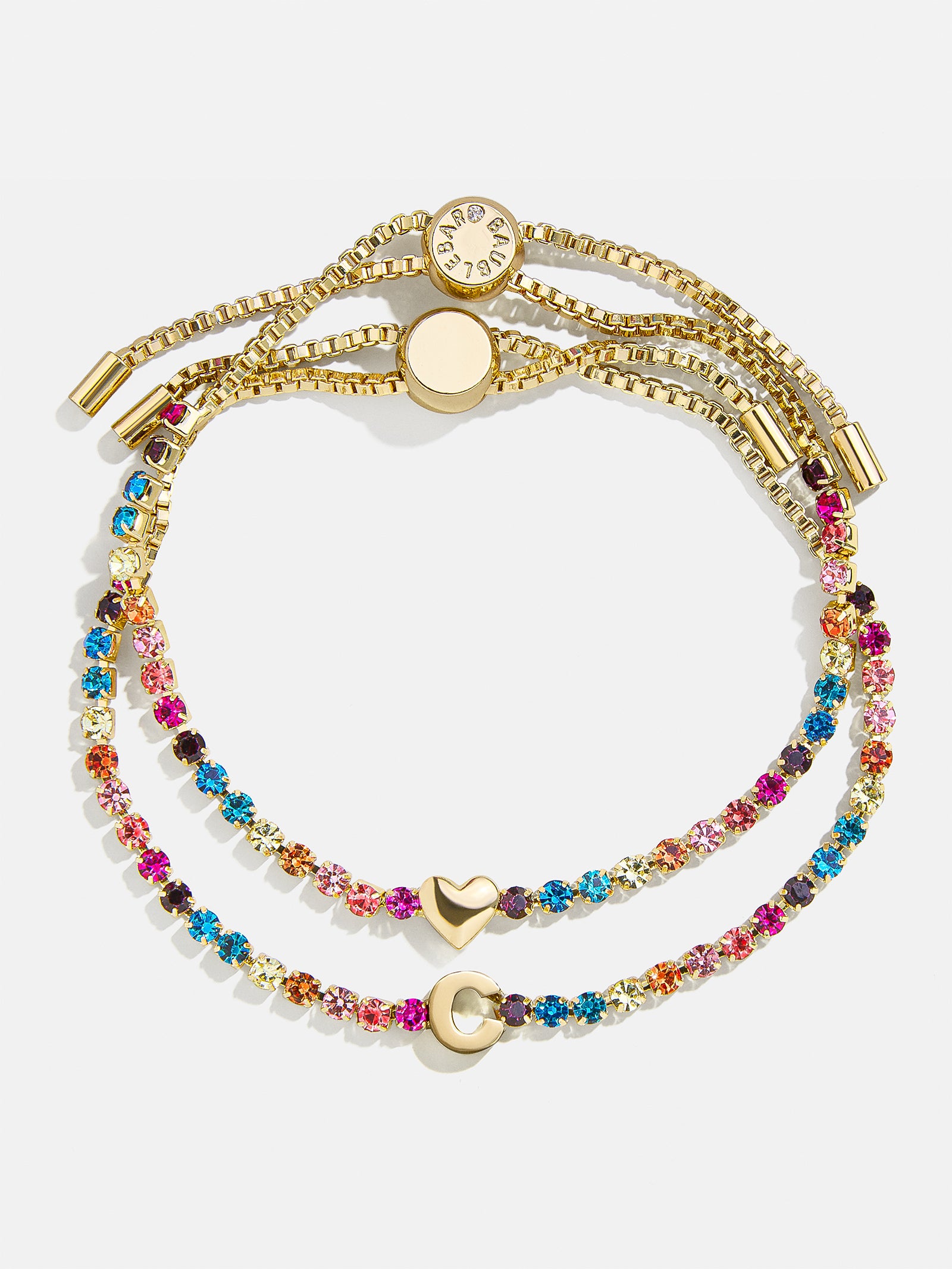 Kids' Initial & Heart Tennis Bracelet Set - Multi/Gold-Blues Comming