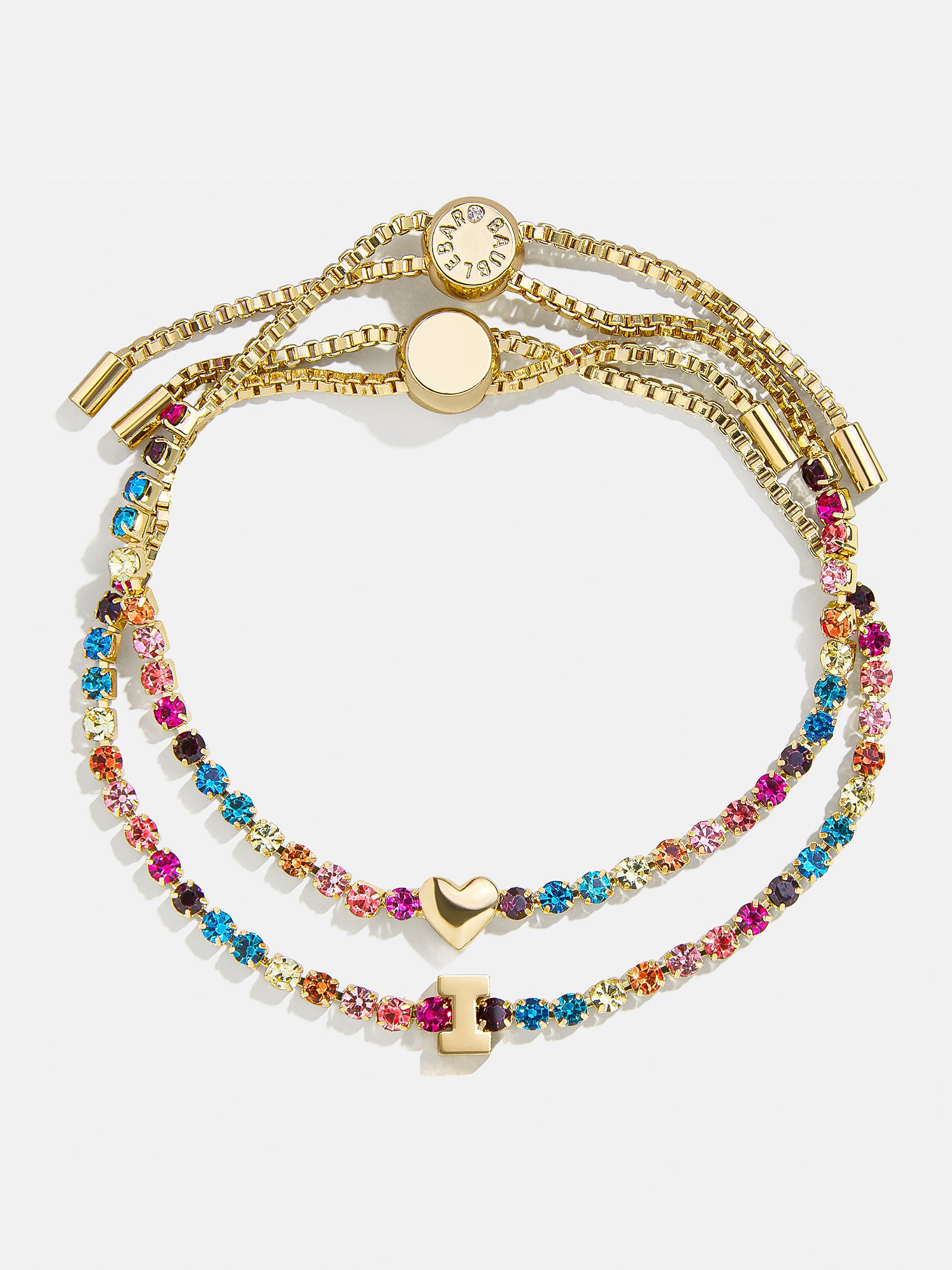 Kids' Initial & Heart Tennis Bracelet Set - Multi/Gold-Blues Comming