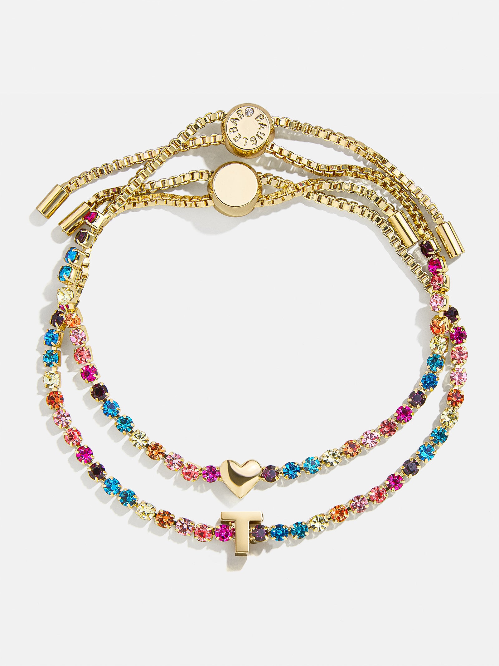 Kids' Initial & Heart Tennis Bracelet Set - Multi/Gold-Blues Comming