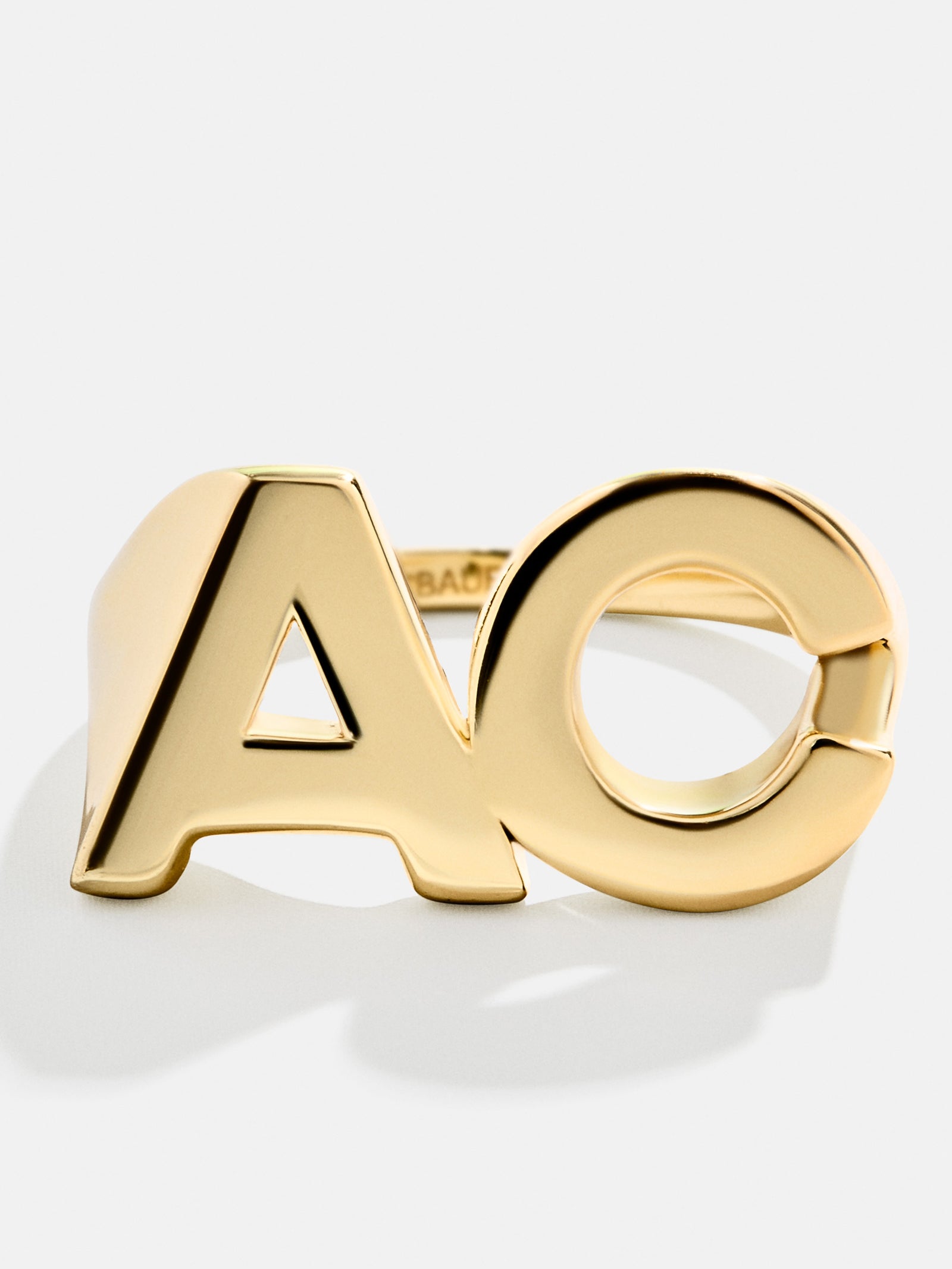 18K Gold Double Custom Initial Block Ring - 18K Gold-Blues Comming