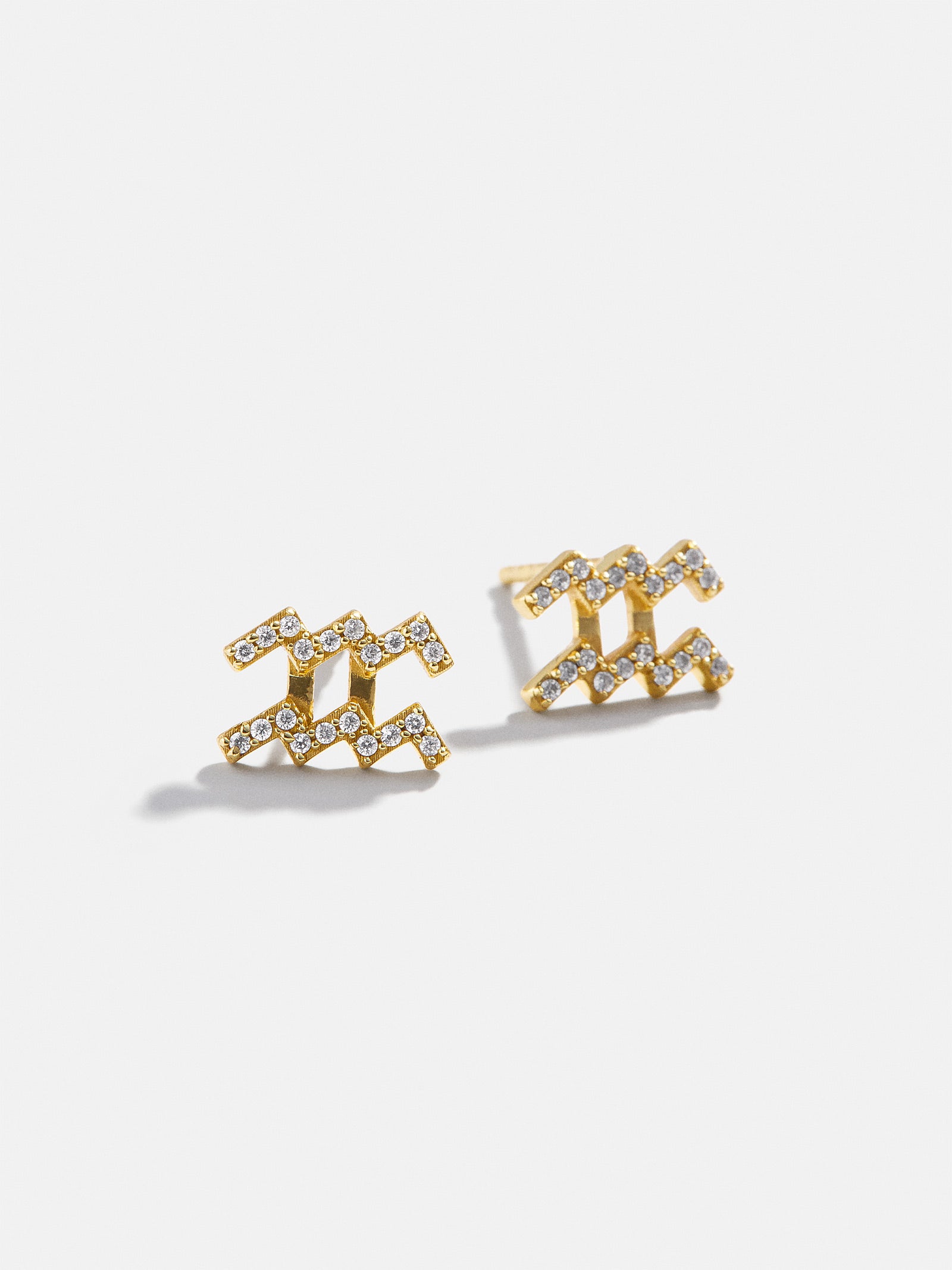 18K Gold Zodiac Earrings - 18K Gold. Pavé Cubic Zirconia Stones-Blues Comming