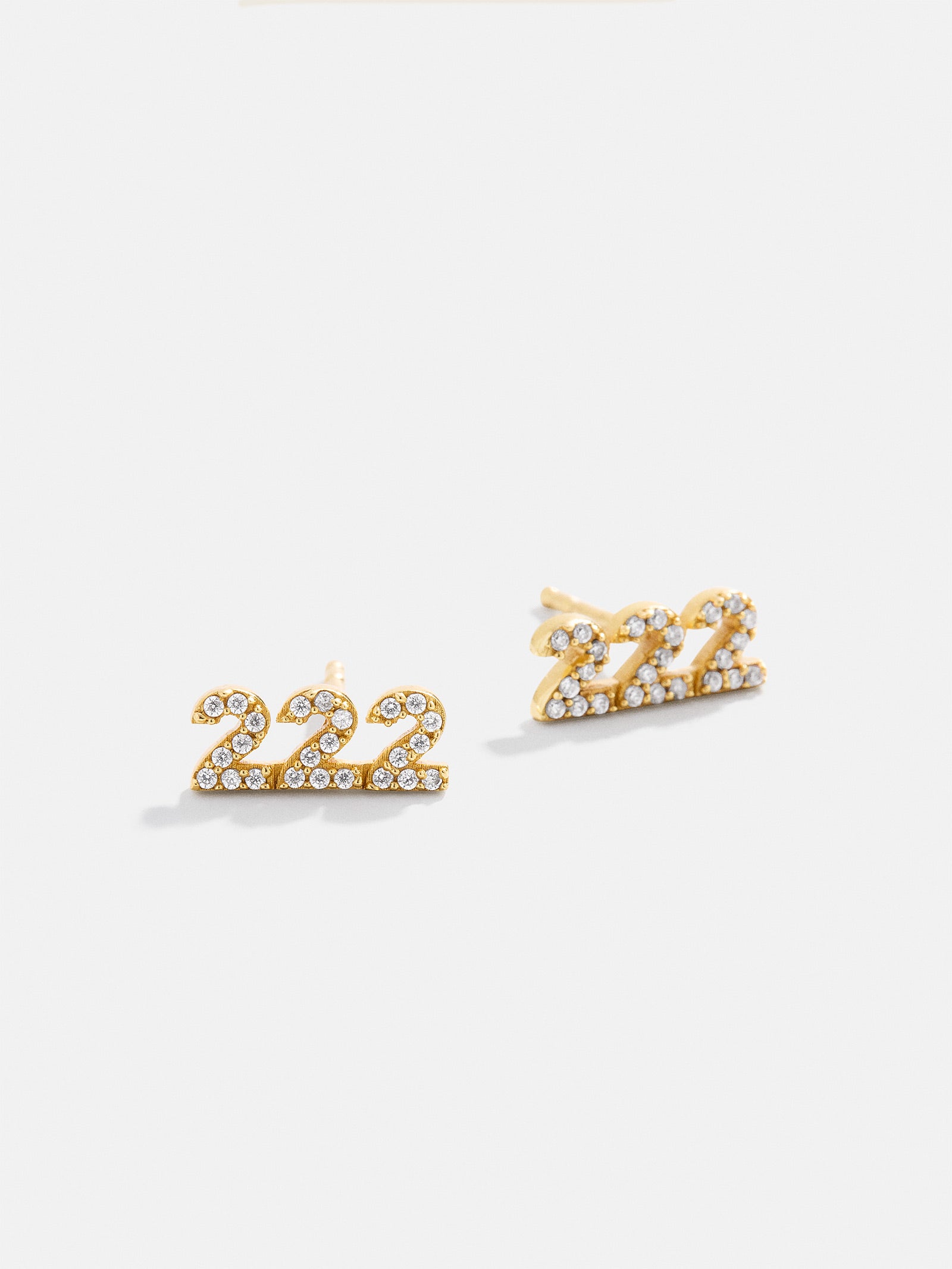 18K Gold Angel Number Earrings - Gold/Pavé-Blues Comming