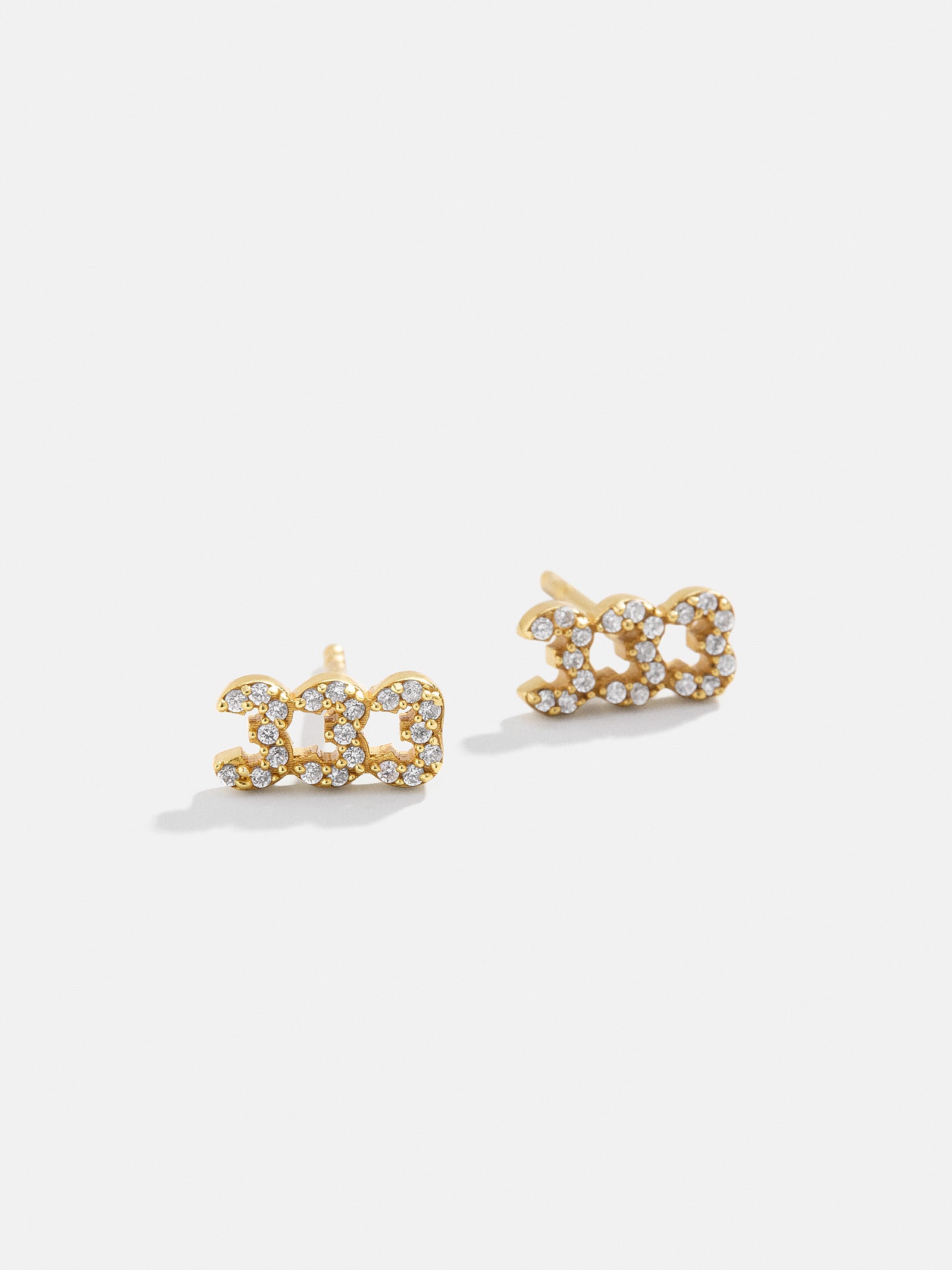 18K Gold Angel Number Earrings - Gold/Pavé-Blues Comming