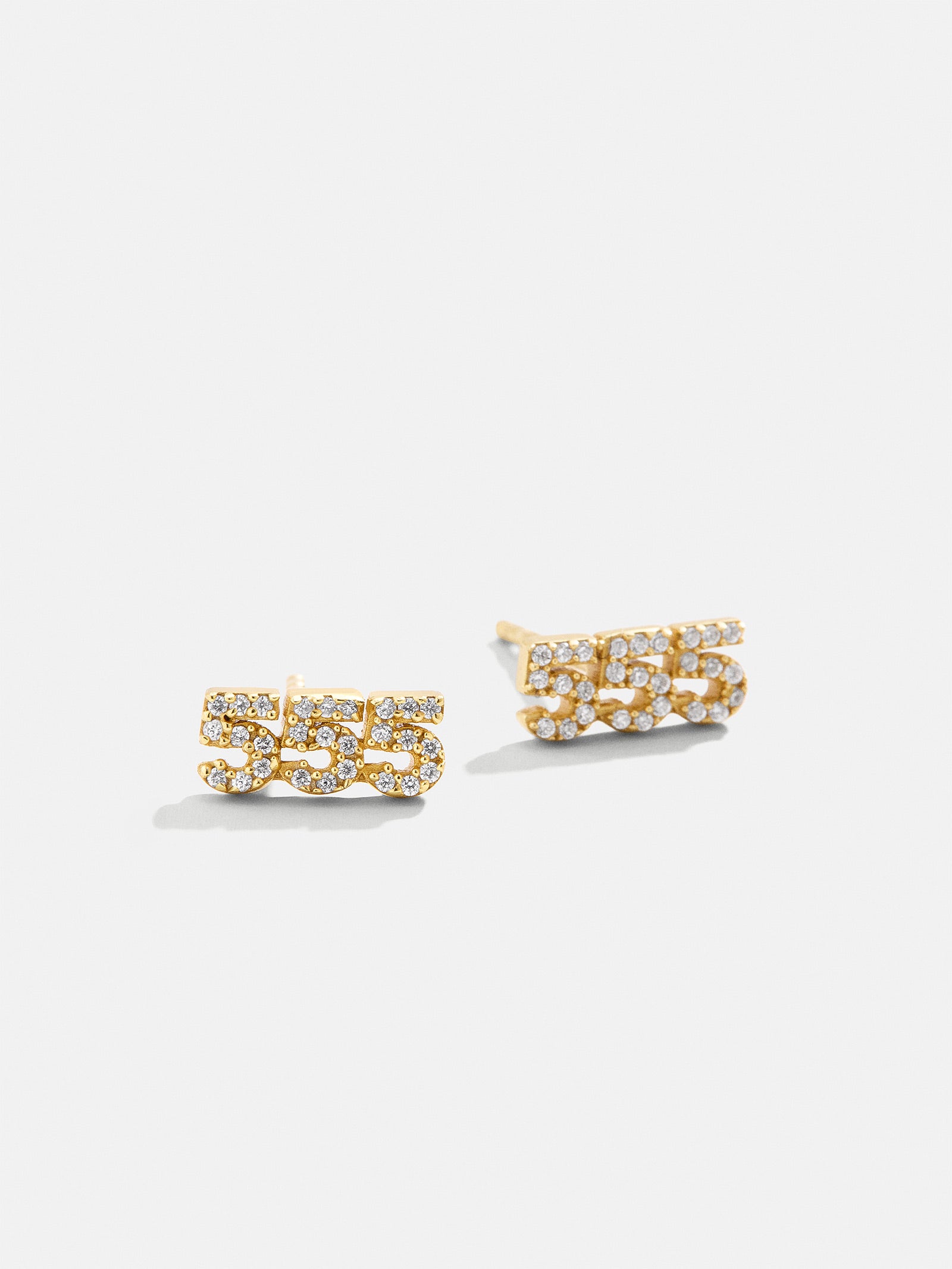 18K Gold Angel Number Earrings - Gold/Pavé-Blues Comming