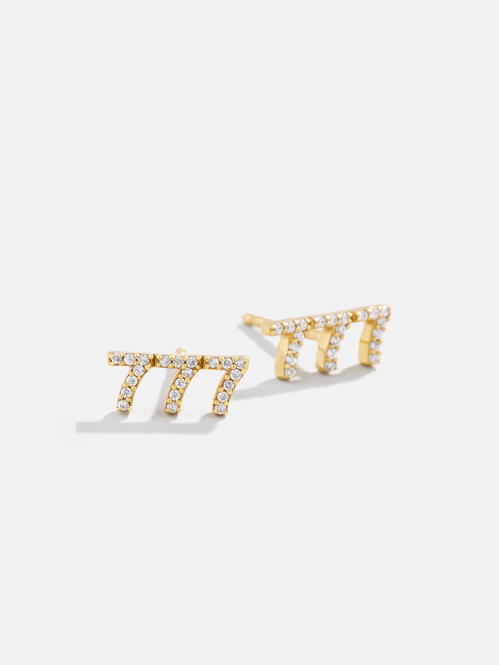 18K Gold Angel Number Earrings - Gold/Pavé-Blues Comming