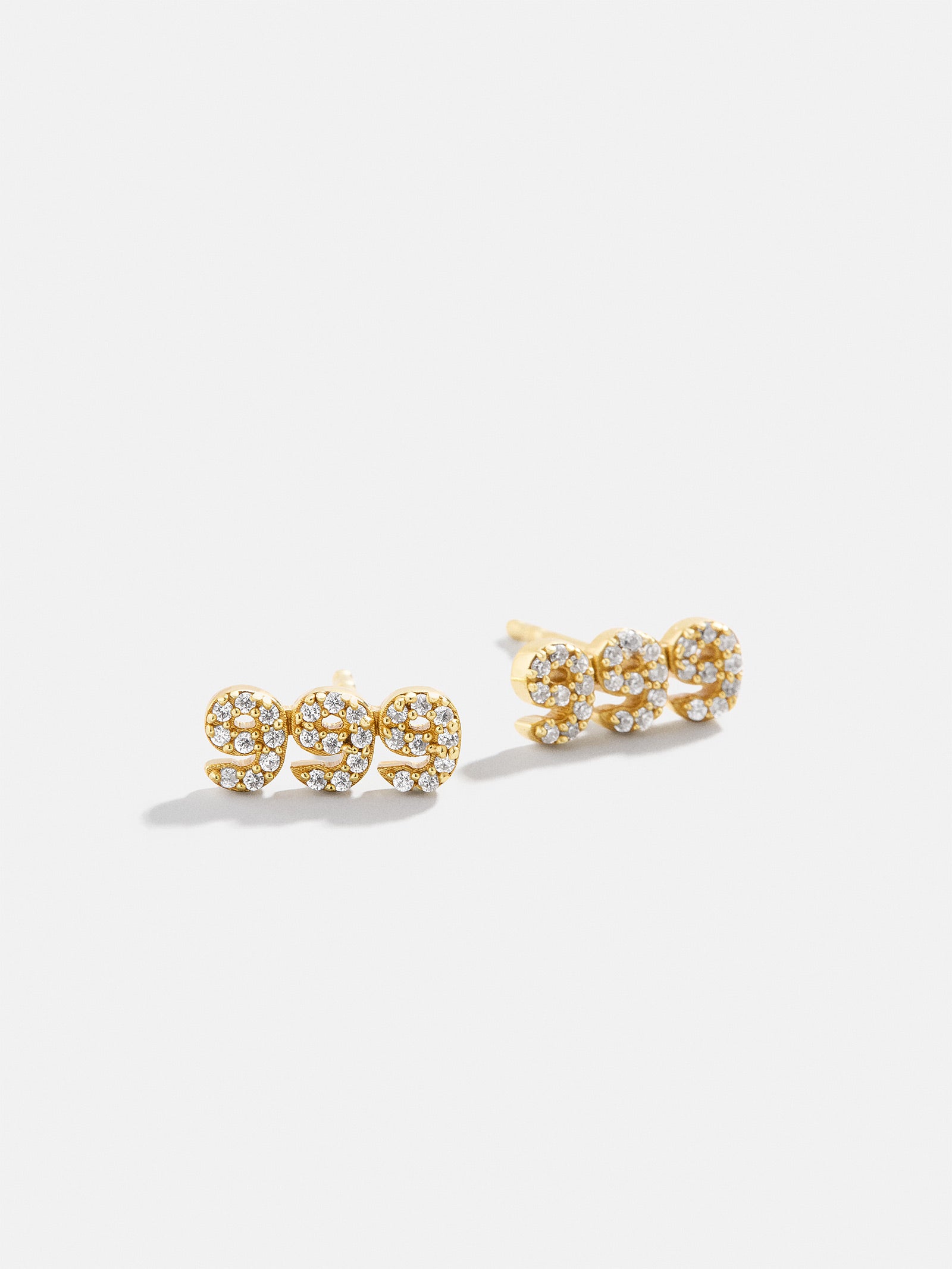 18K Gold Angel Number Earrings - Gold/Pavé-Blues Comming