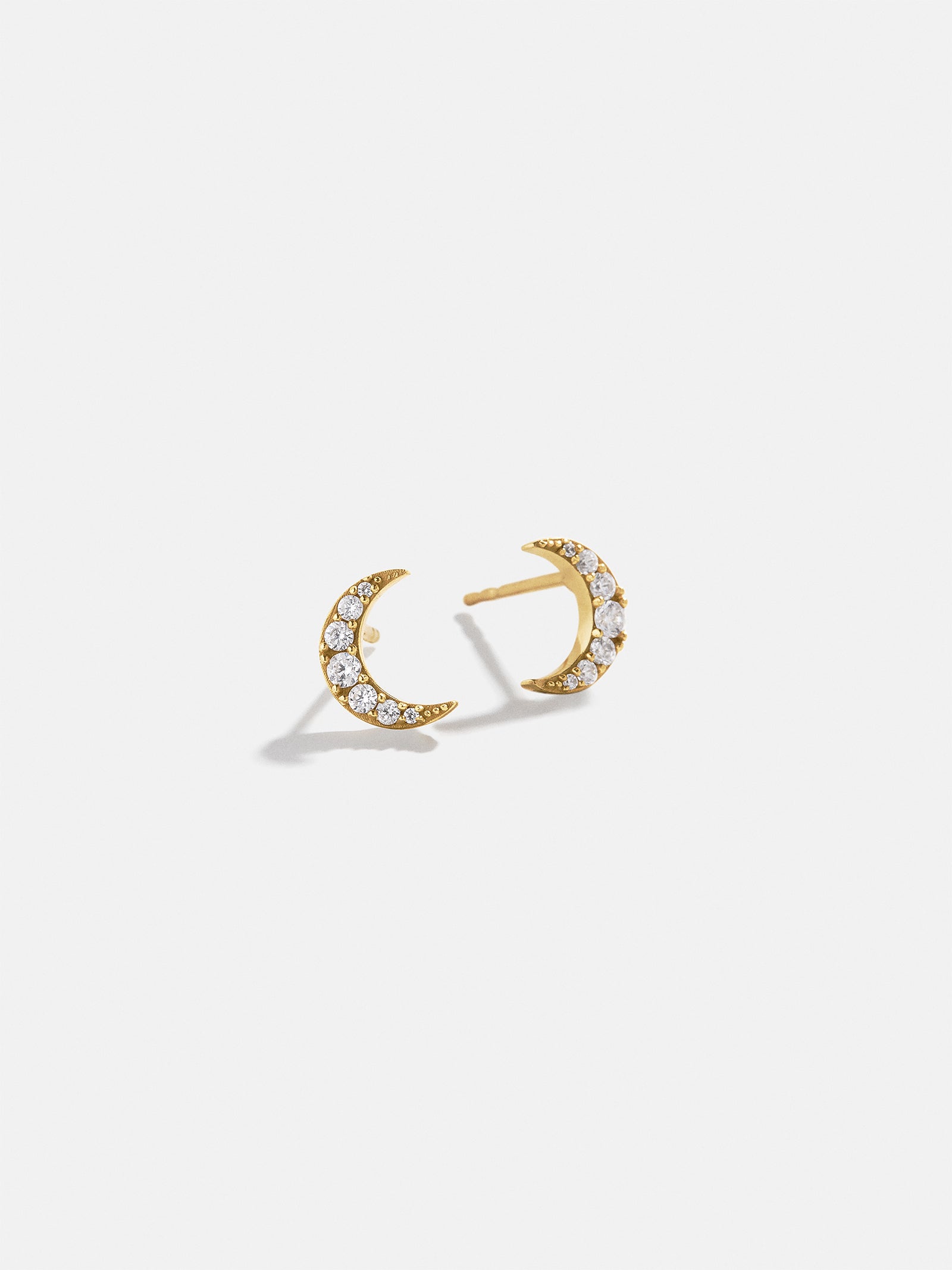 18K Gold Celestial Delicate Stud - Crescent Moon-Blues Comming