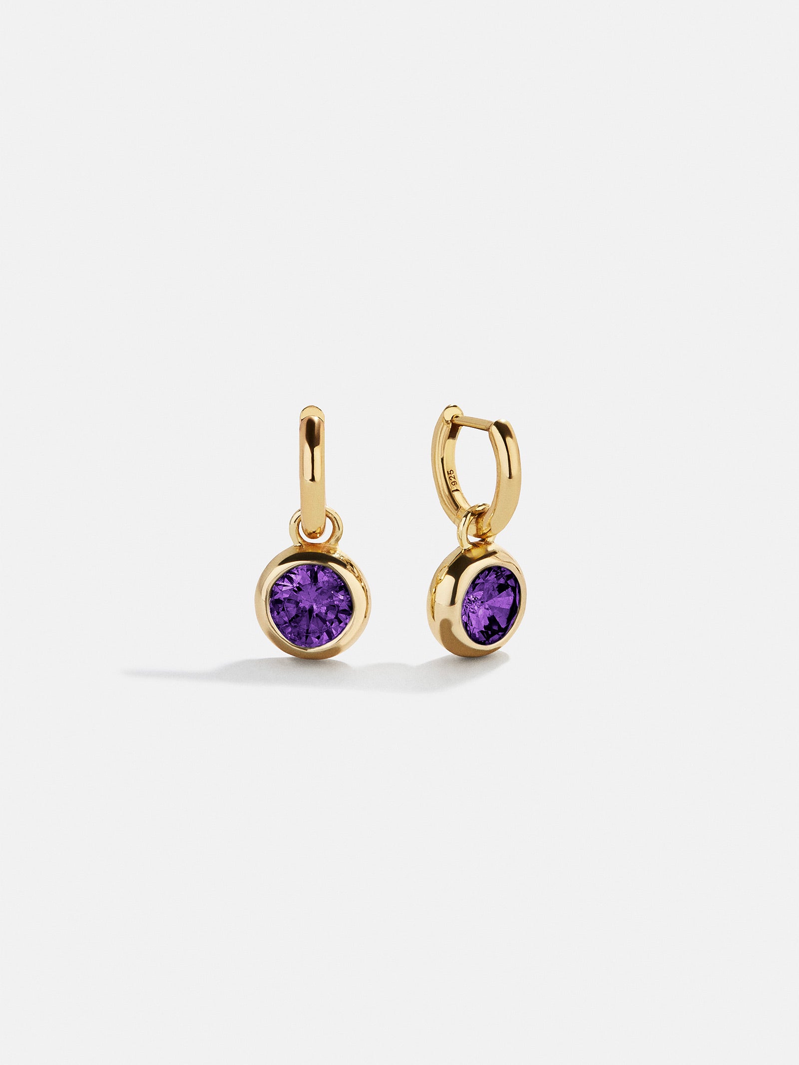 18K Gold Birthstone Drop Earrings - Amethyst-Blues Comming