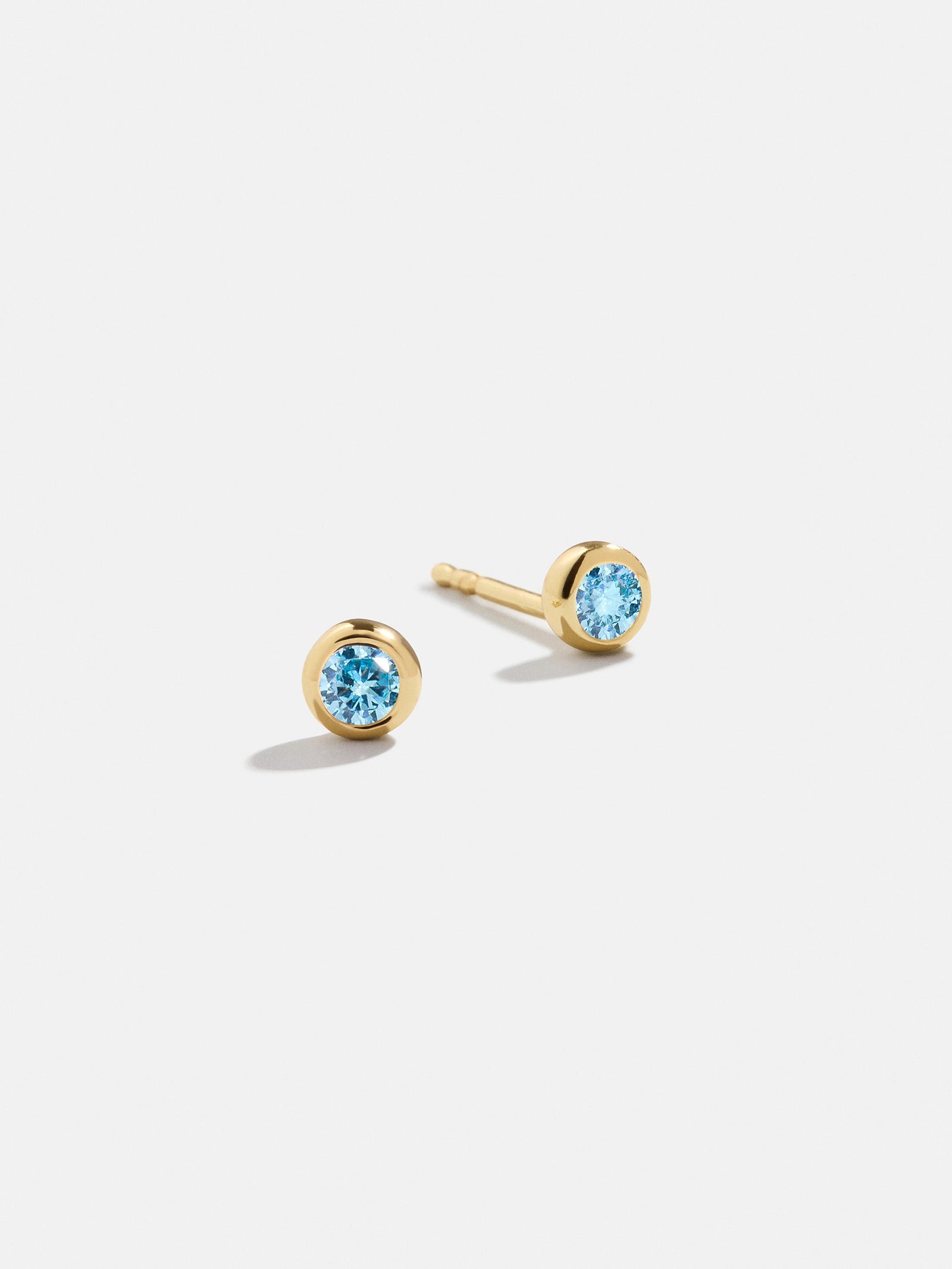 18K Gold Birthstone Stud Earrings - Aquamarine-Blues Comming