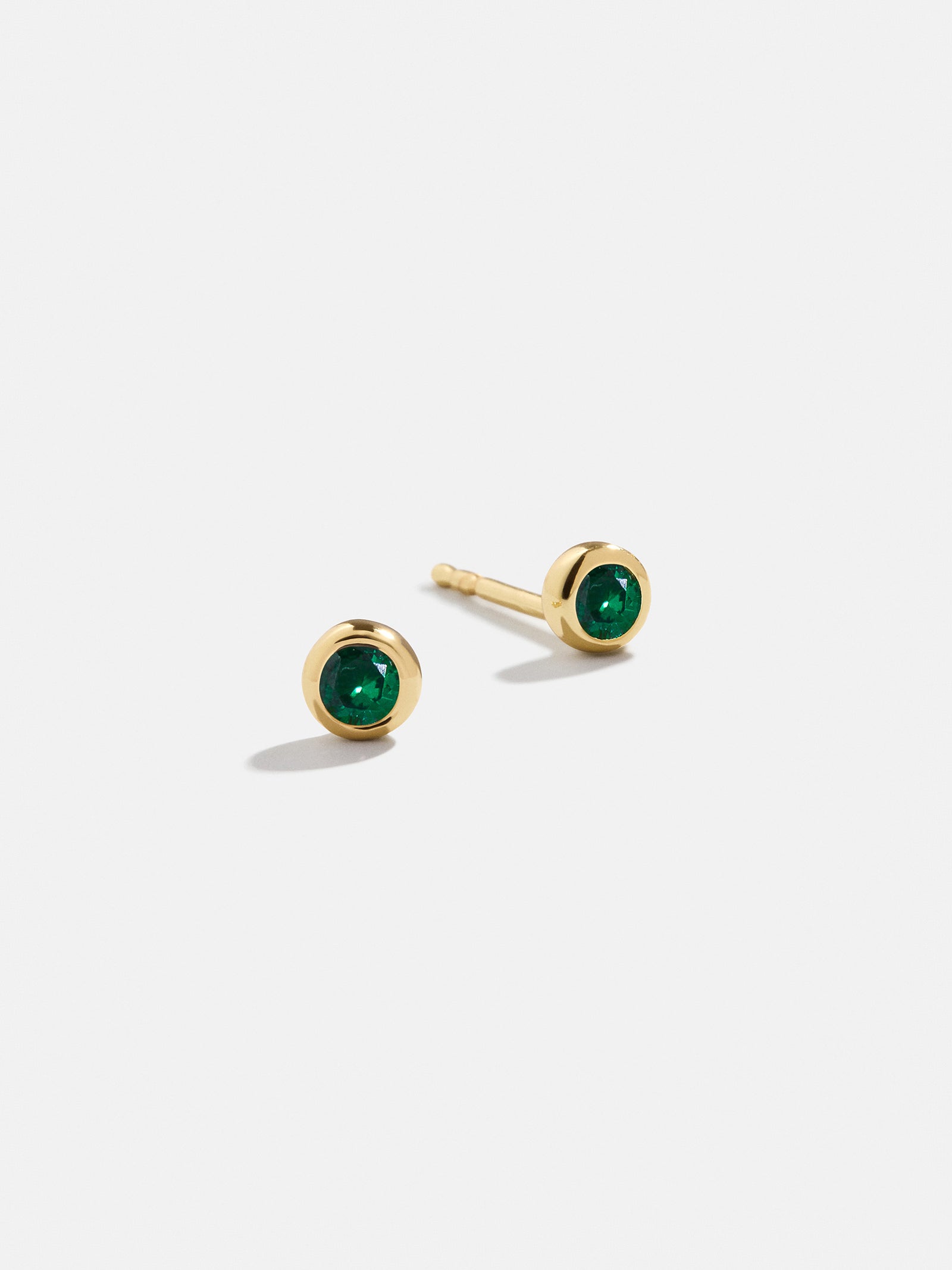 18K Gold Birthstone Stud Earrings - Emerald-Blues Comming