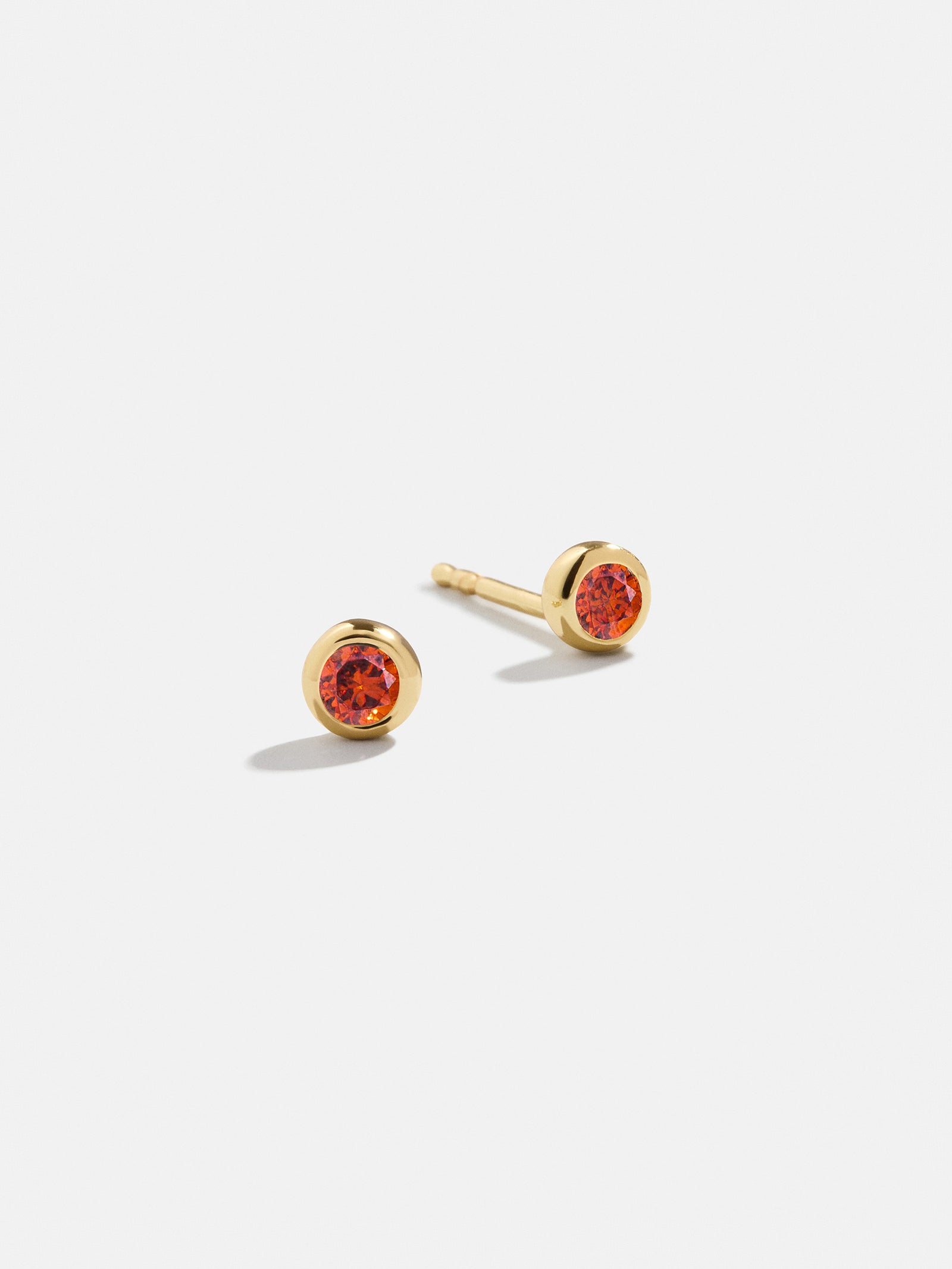 18K Gold Birthstone Stud Earrings - Garnet-Blues Comming