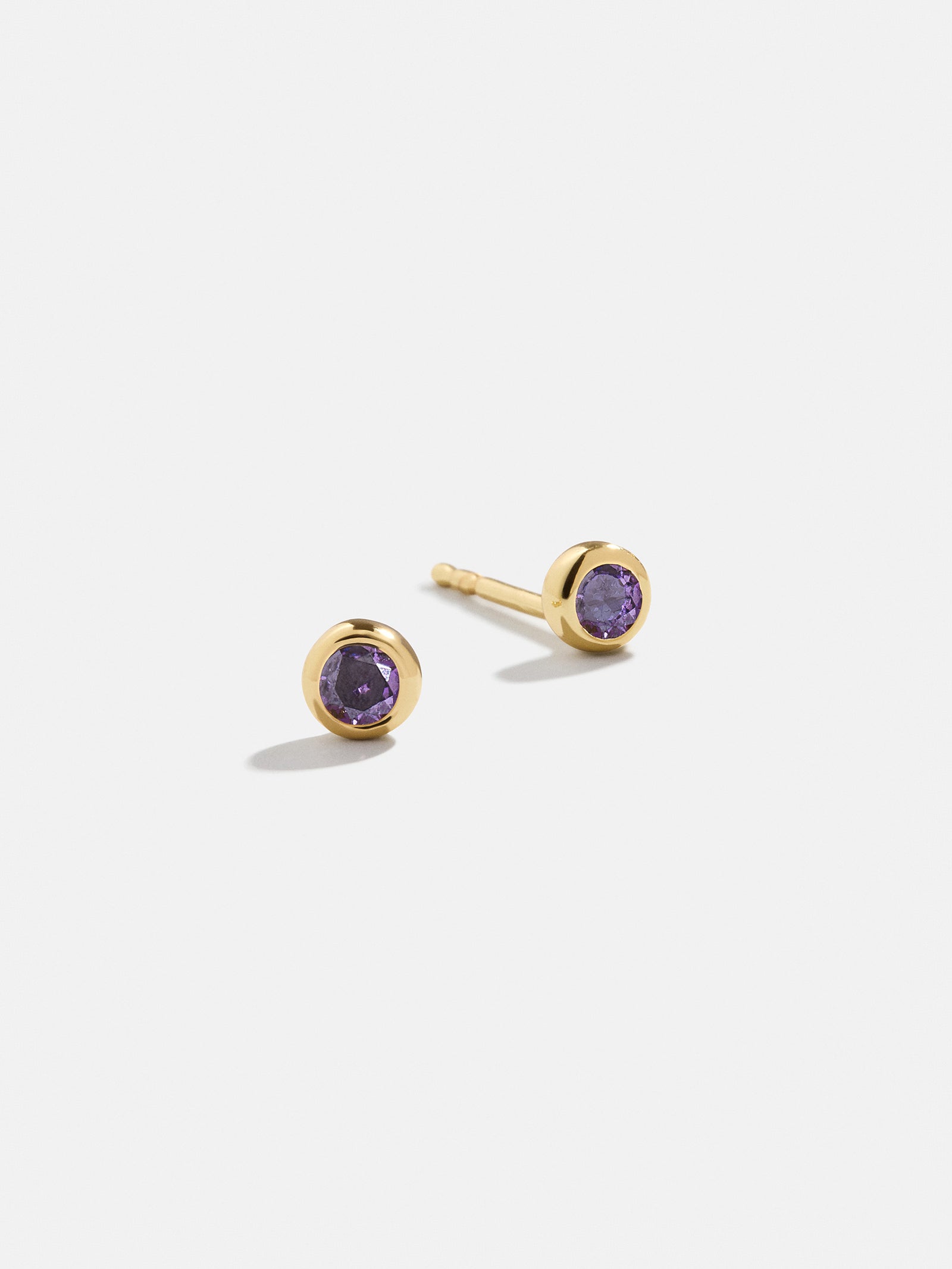 18K Gold Birthstone Stud Earrings - Light Amethyst-Blues Comming