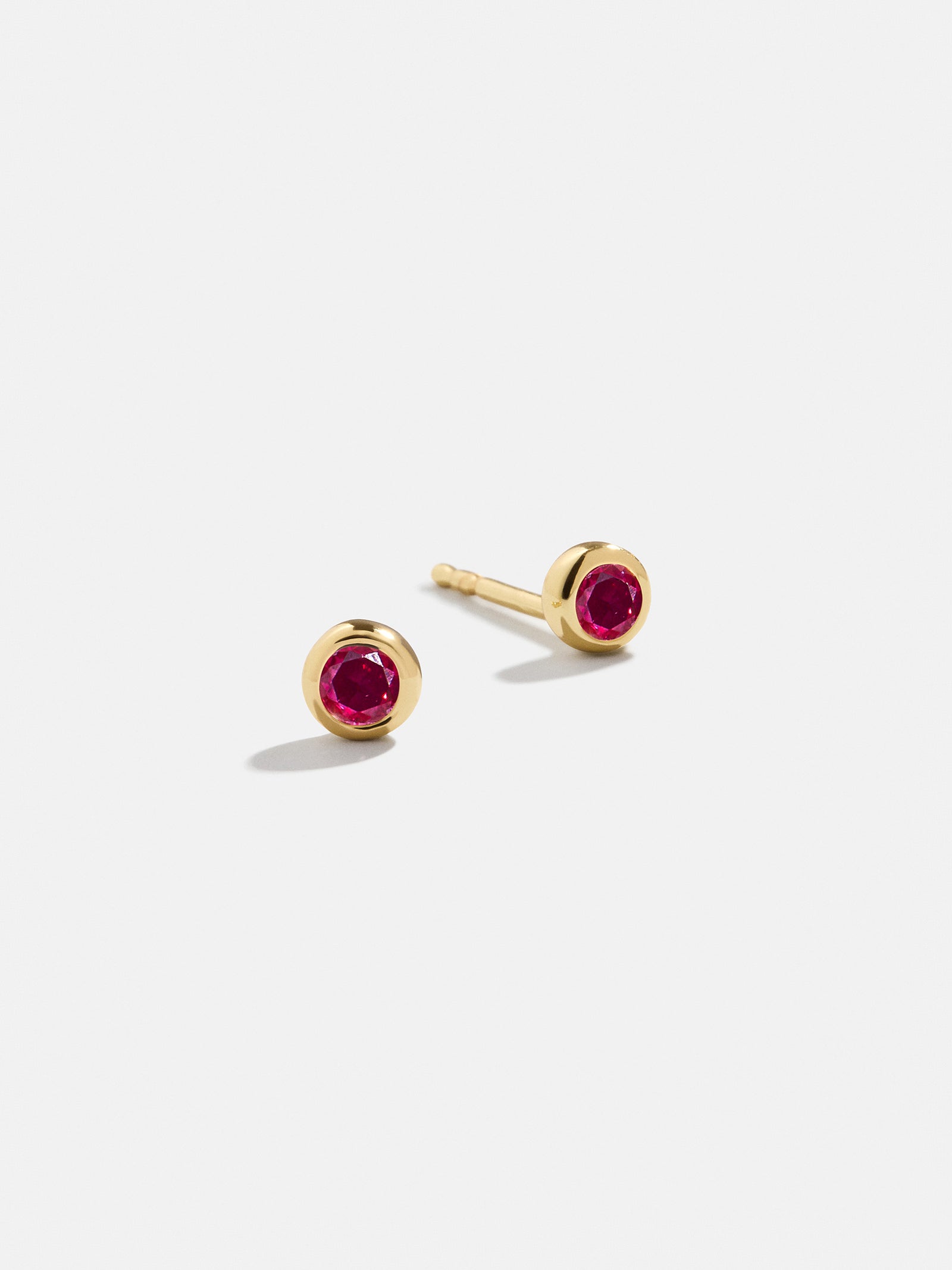 18K Gold Birthstone Stud Earrings - Ruby-Blues Comming