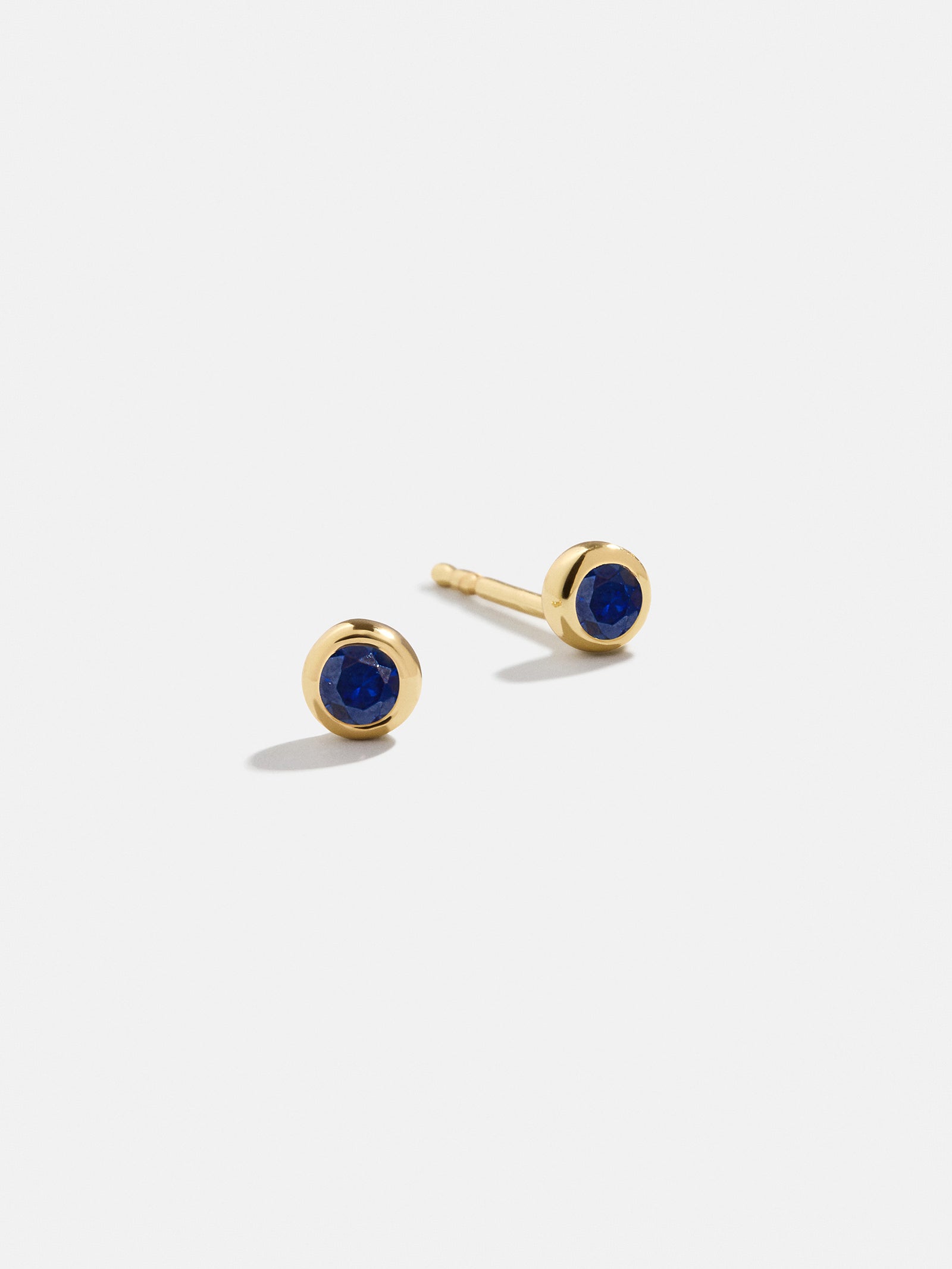 18K Gold Birthstone Stud Earrings - Sapphire-Blues Comming