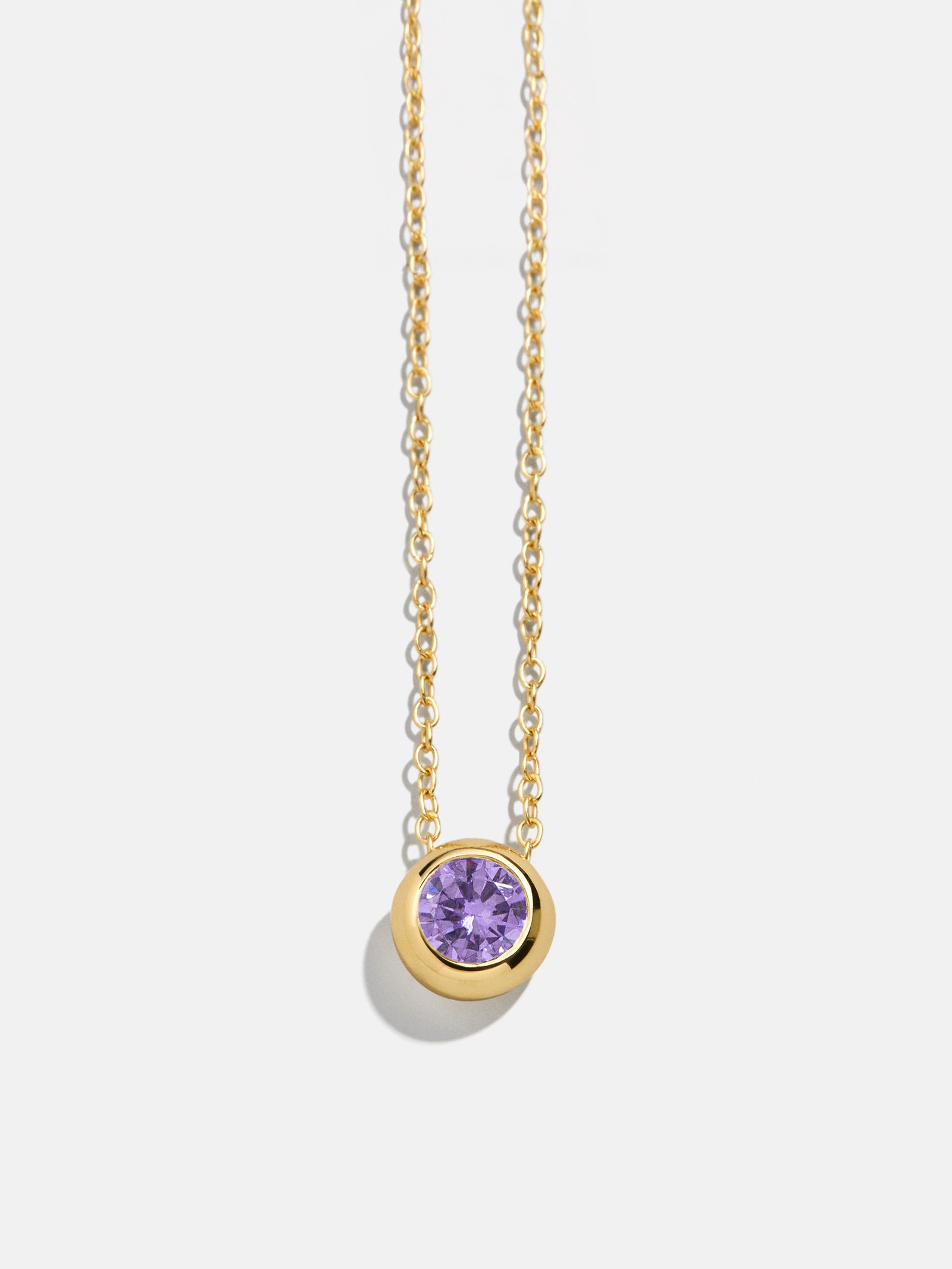 18K Gold Birthstone Pendant Necklace - Light Amethyst-Blues Comming