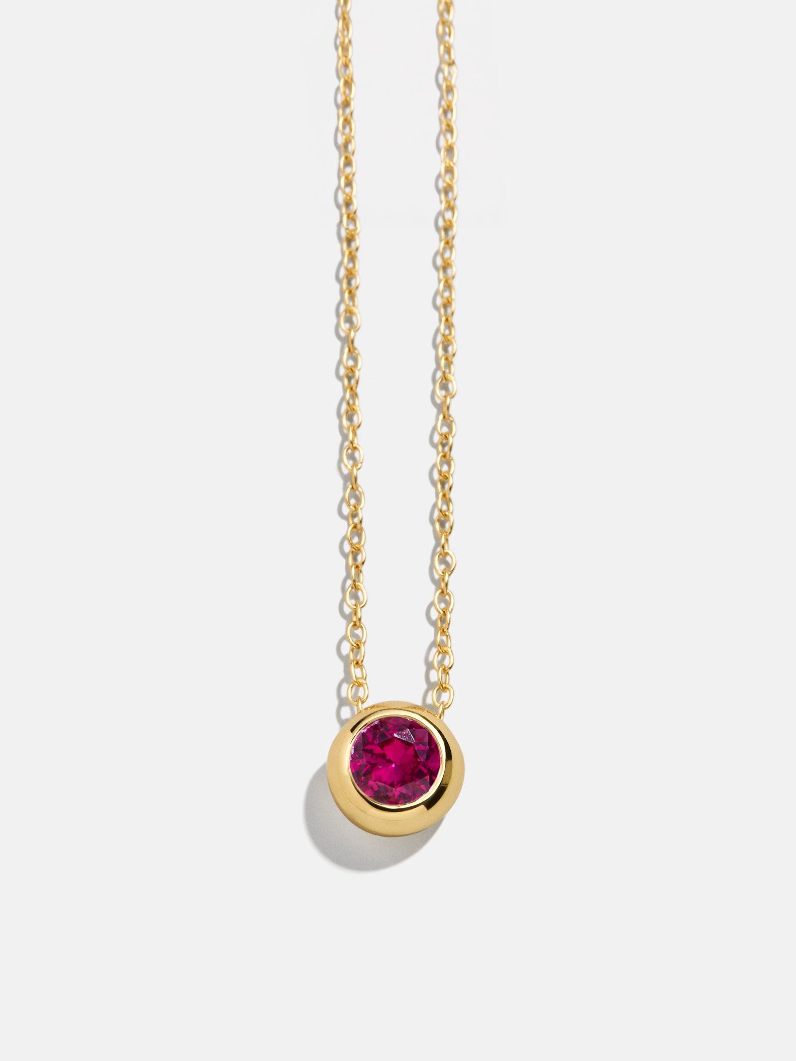 18K Gold Birthstone Pendant Necklace - Ruby-Blues Comming
