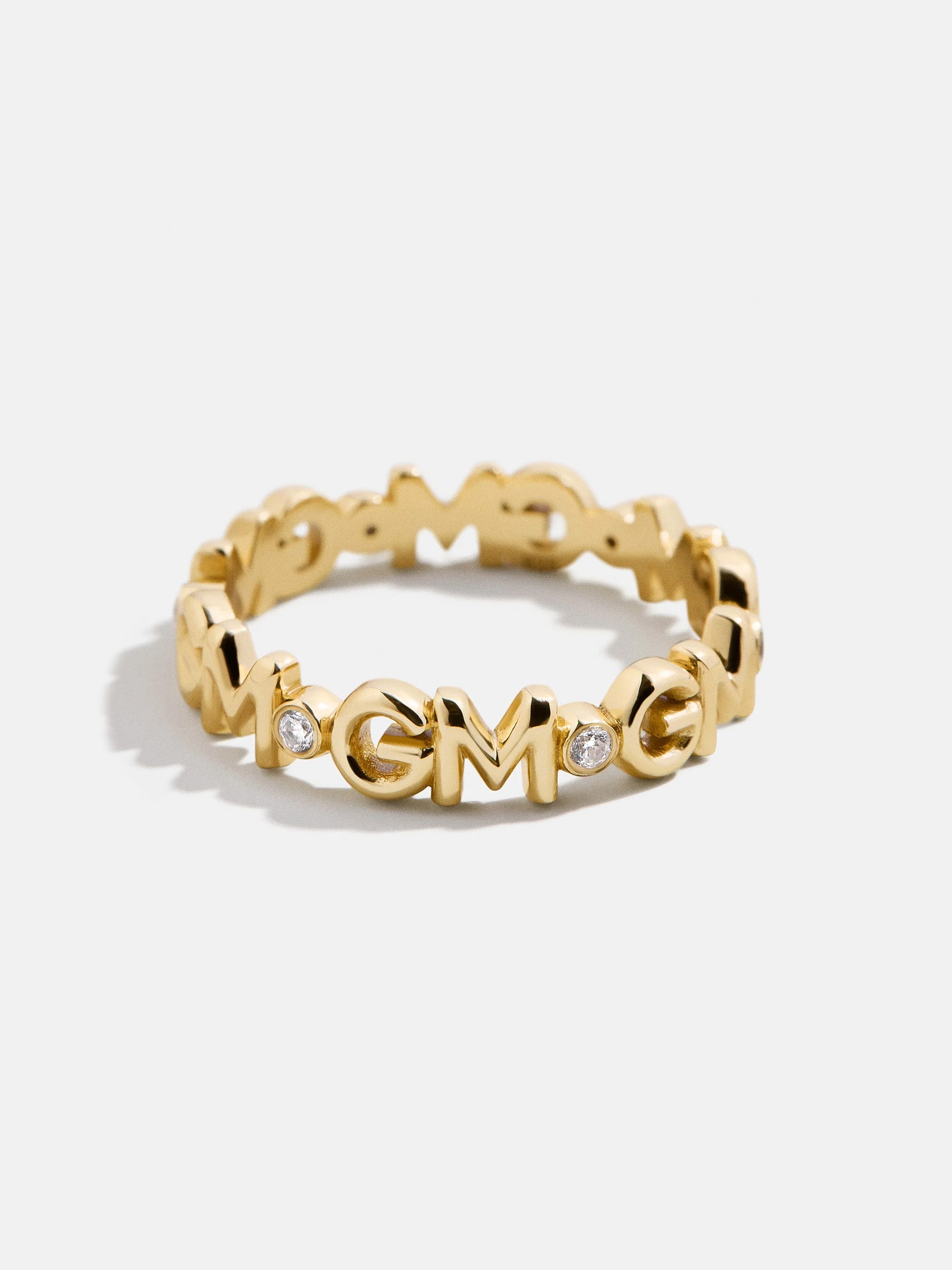 18K Gold Custom Nameplate Ring - 18K Gold. Pavé Cubic Zirconia Stones-Blues Comming