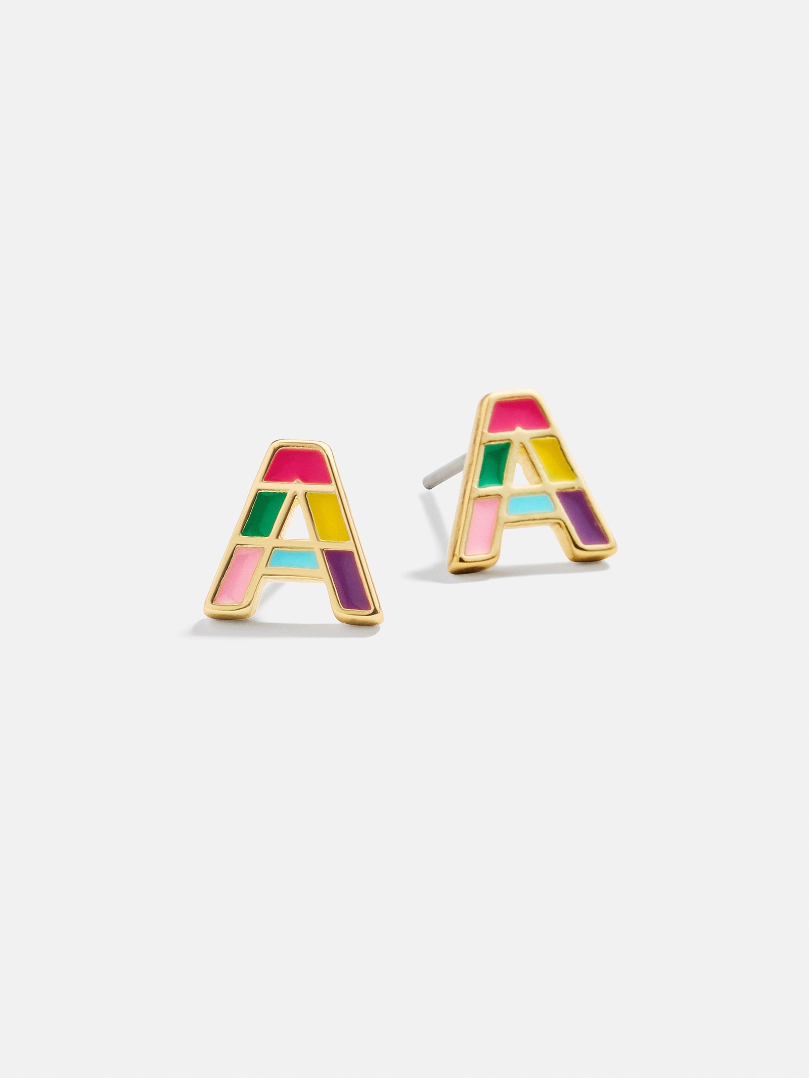 Kids' Rainbow Initial Earrings - Gold/Multi-Blues Comming